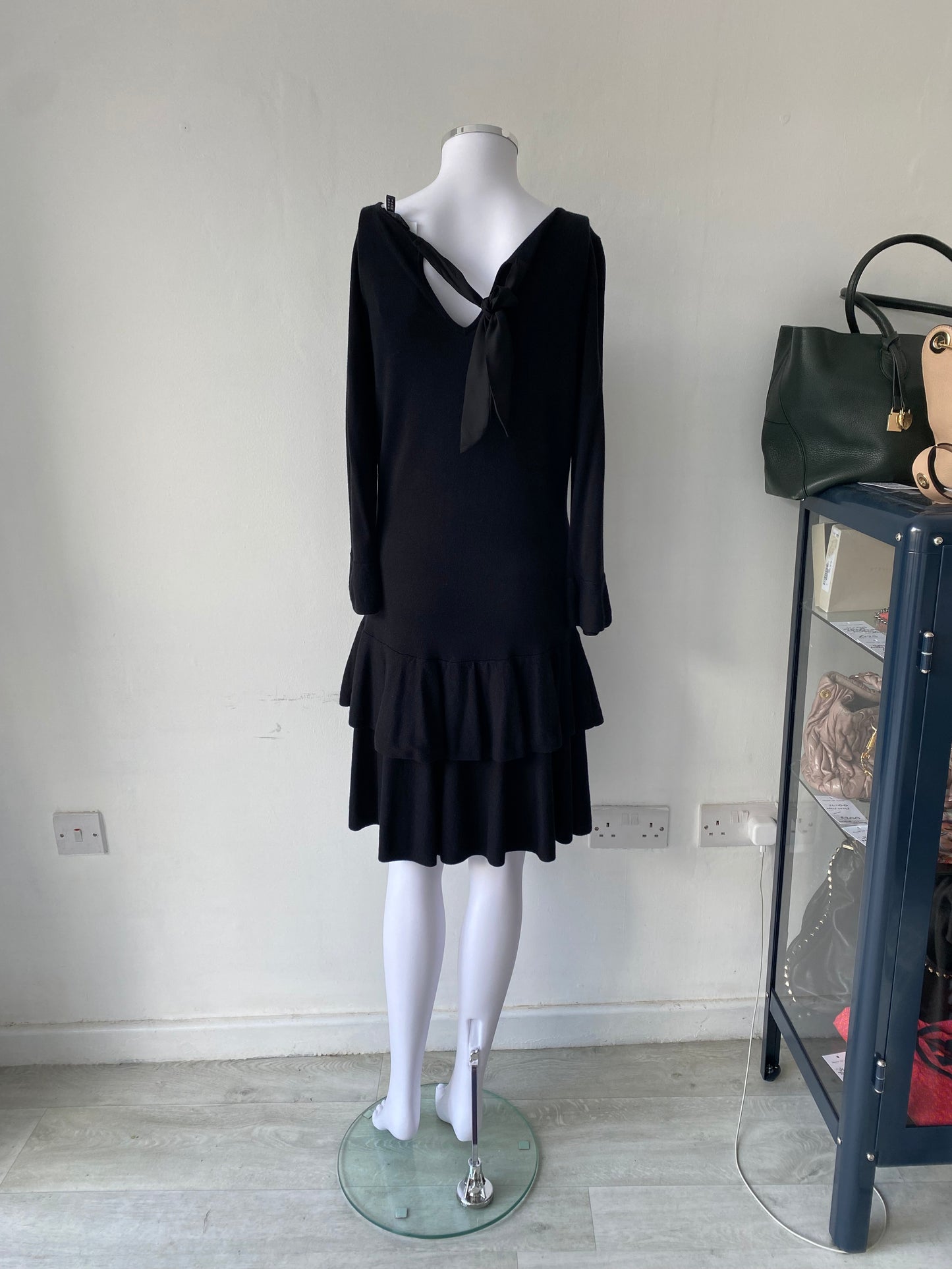 Coast Black Knit Tiered Dress Size 14