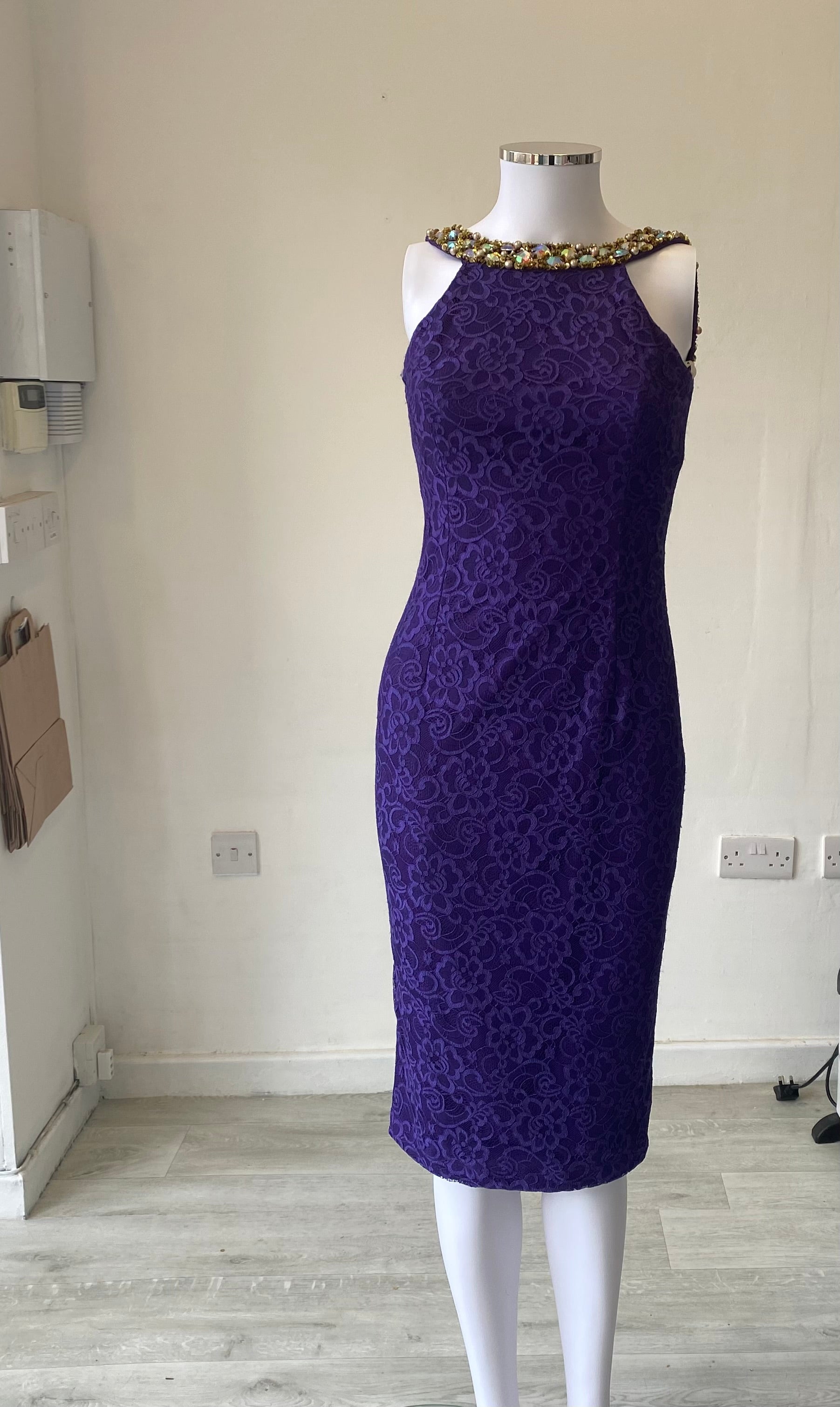 Pia Michi Purple Lace Backless Dress Size 8 – Follow The Clothes