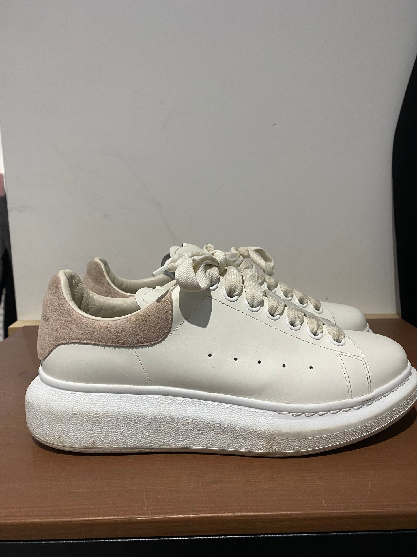 Alexander McQueen White Trainers with Blush Pink with Box Size 6