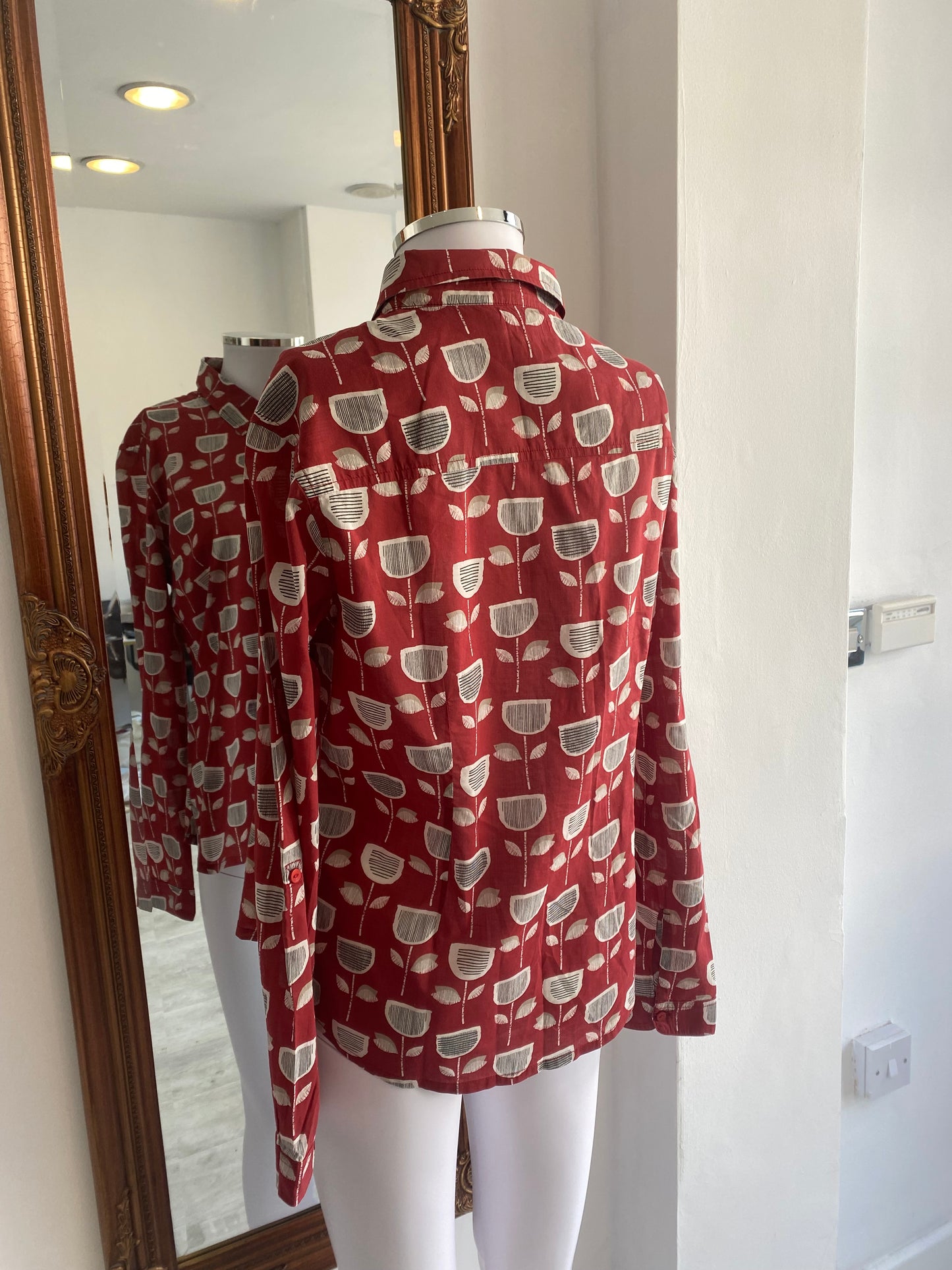 Seasalt Red Retro Print Shirt Size 10