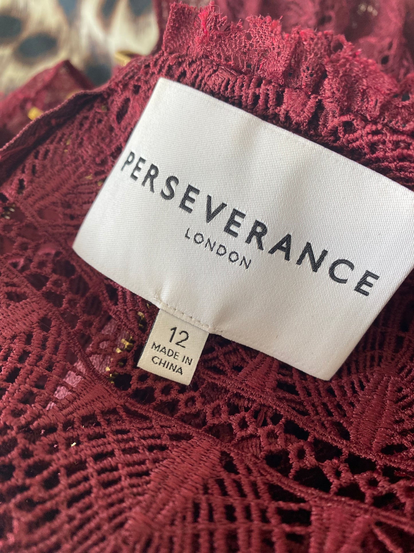 Perseverance Burgundy lace dress size 12