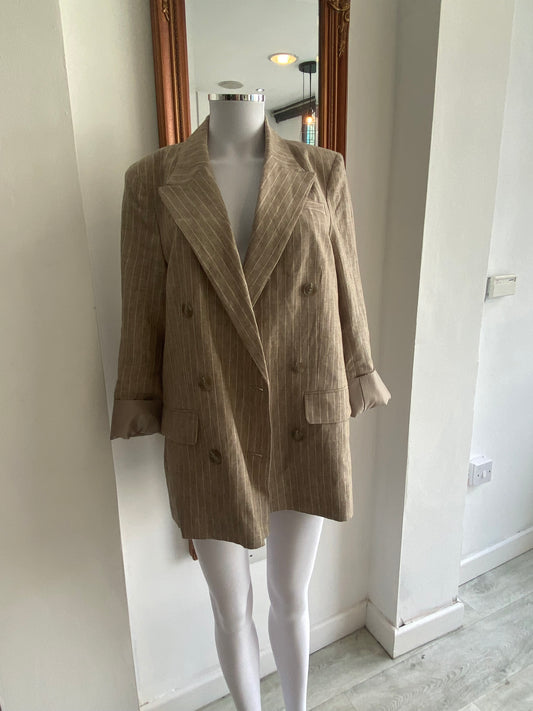 John Lewis Striped Brown Blazer Size 10