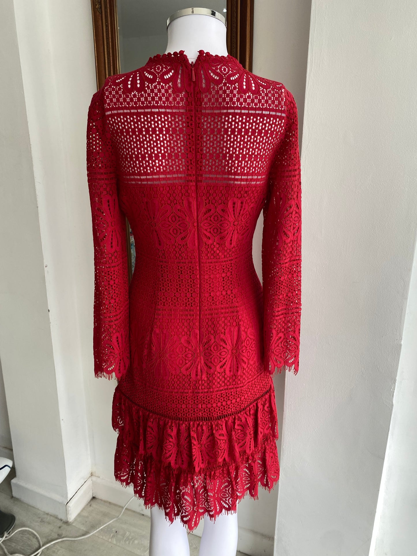 Whistles Red Crochet Dress New Size 8