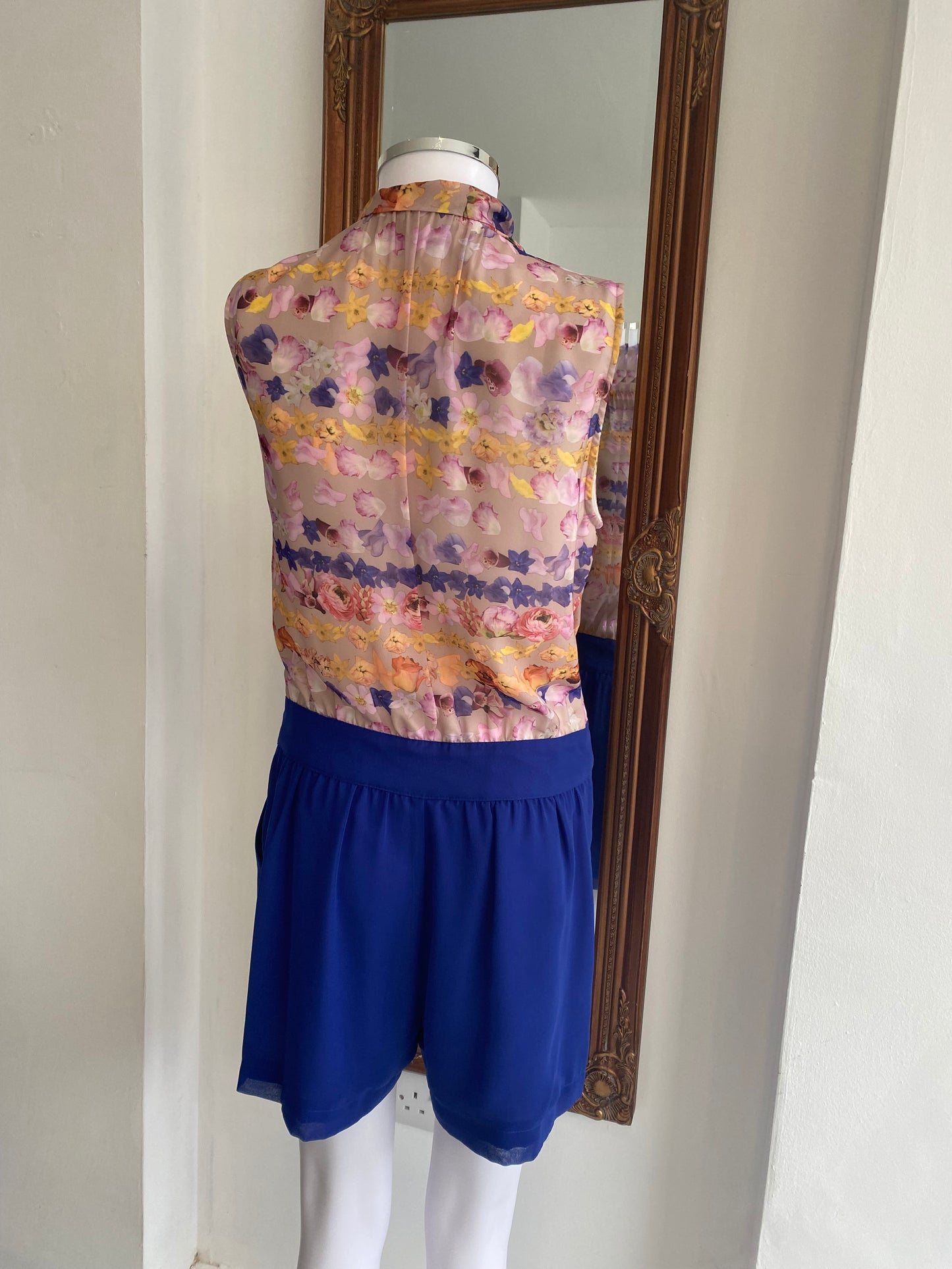 Ted Baker Floral and Blue Playsuit Size 10