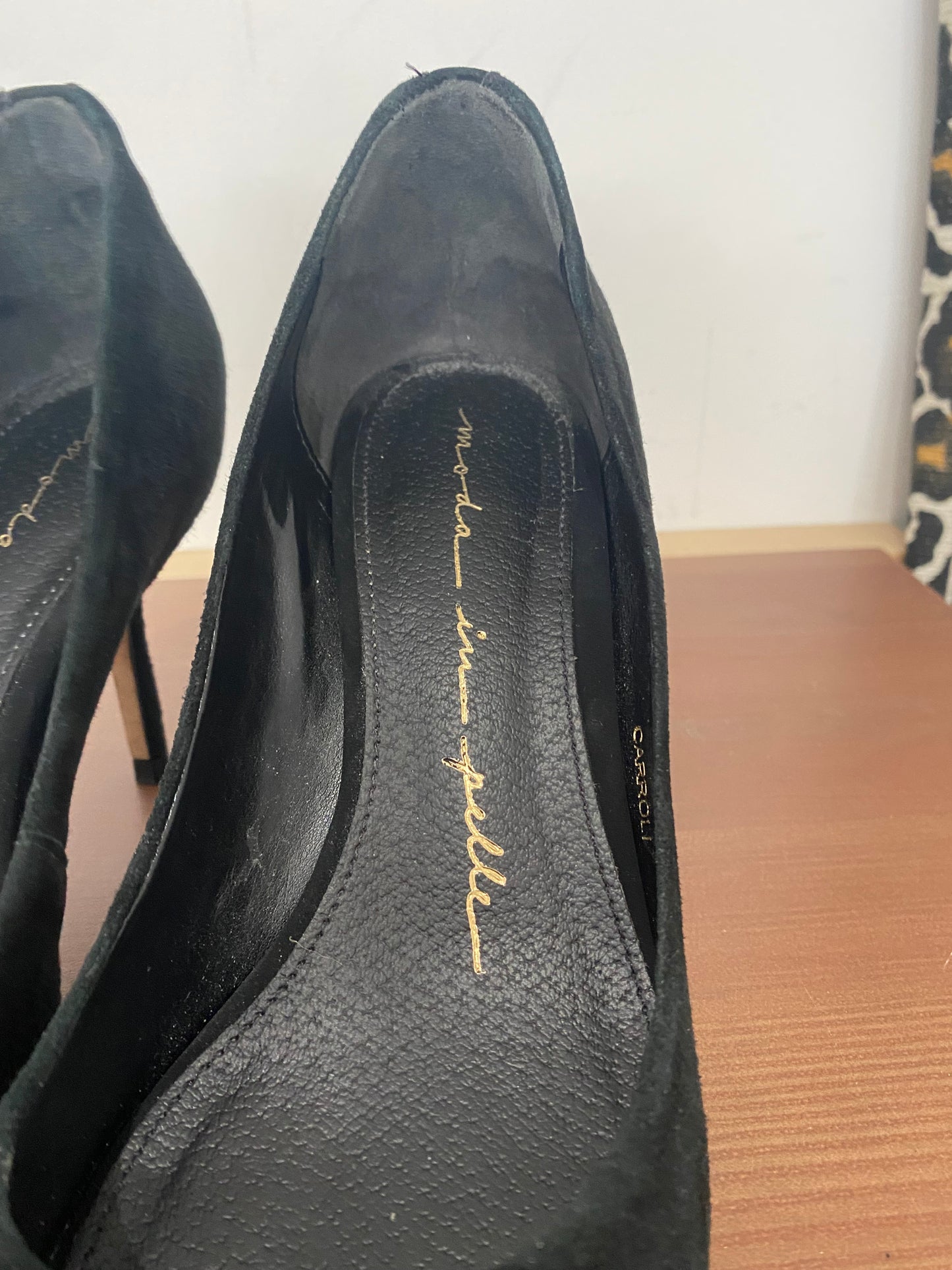 Moda in Pelle black suede heels with zips size 4