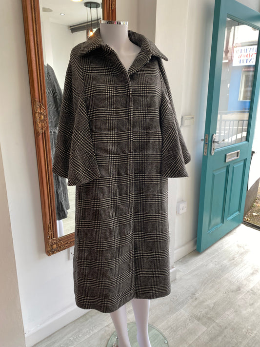 Zara Herringbone Caped Coat Size 12-14