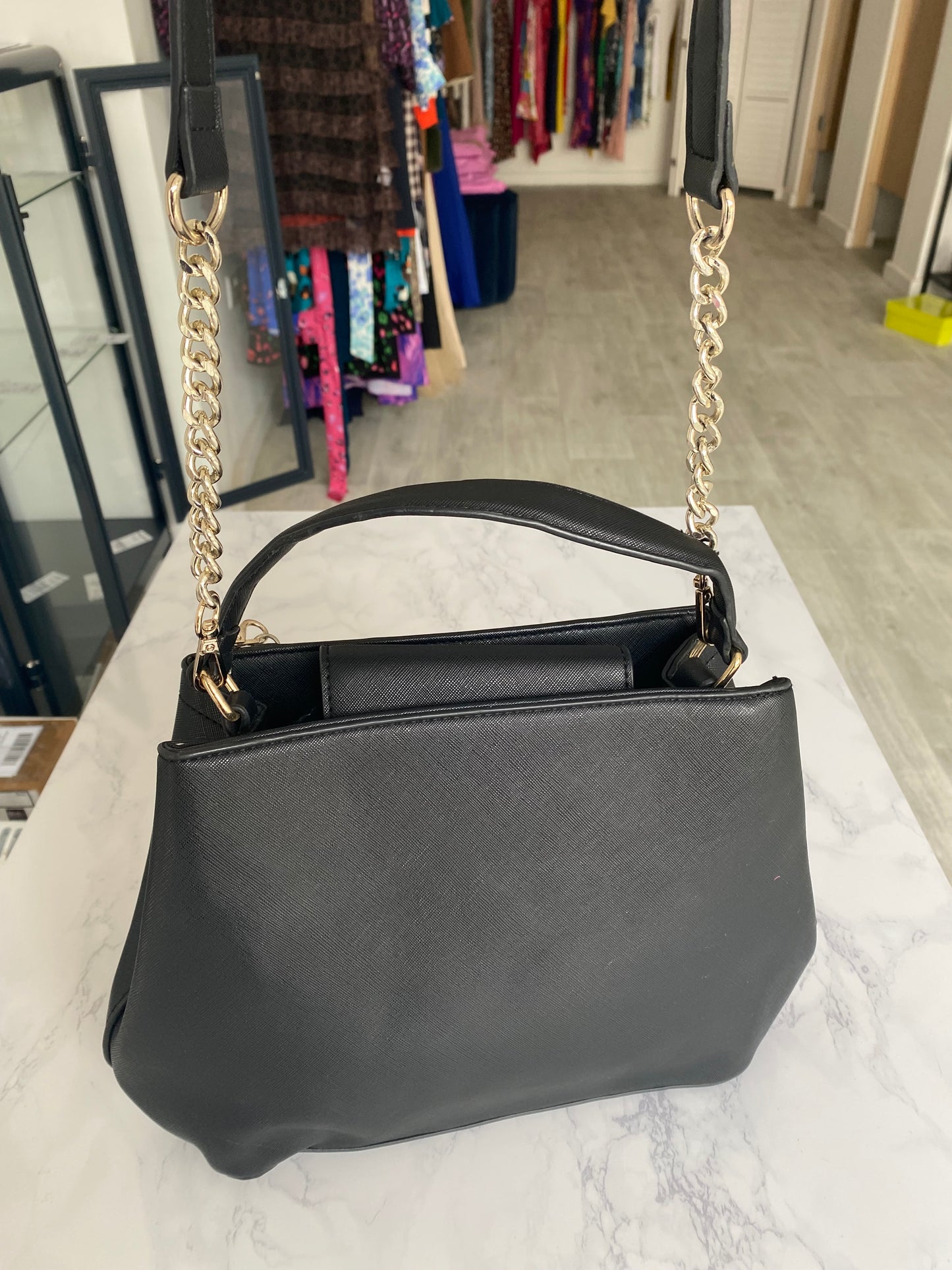 Guess Black Saffiano Crossbody Handbag