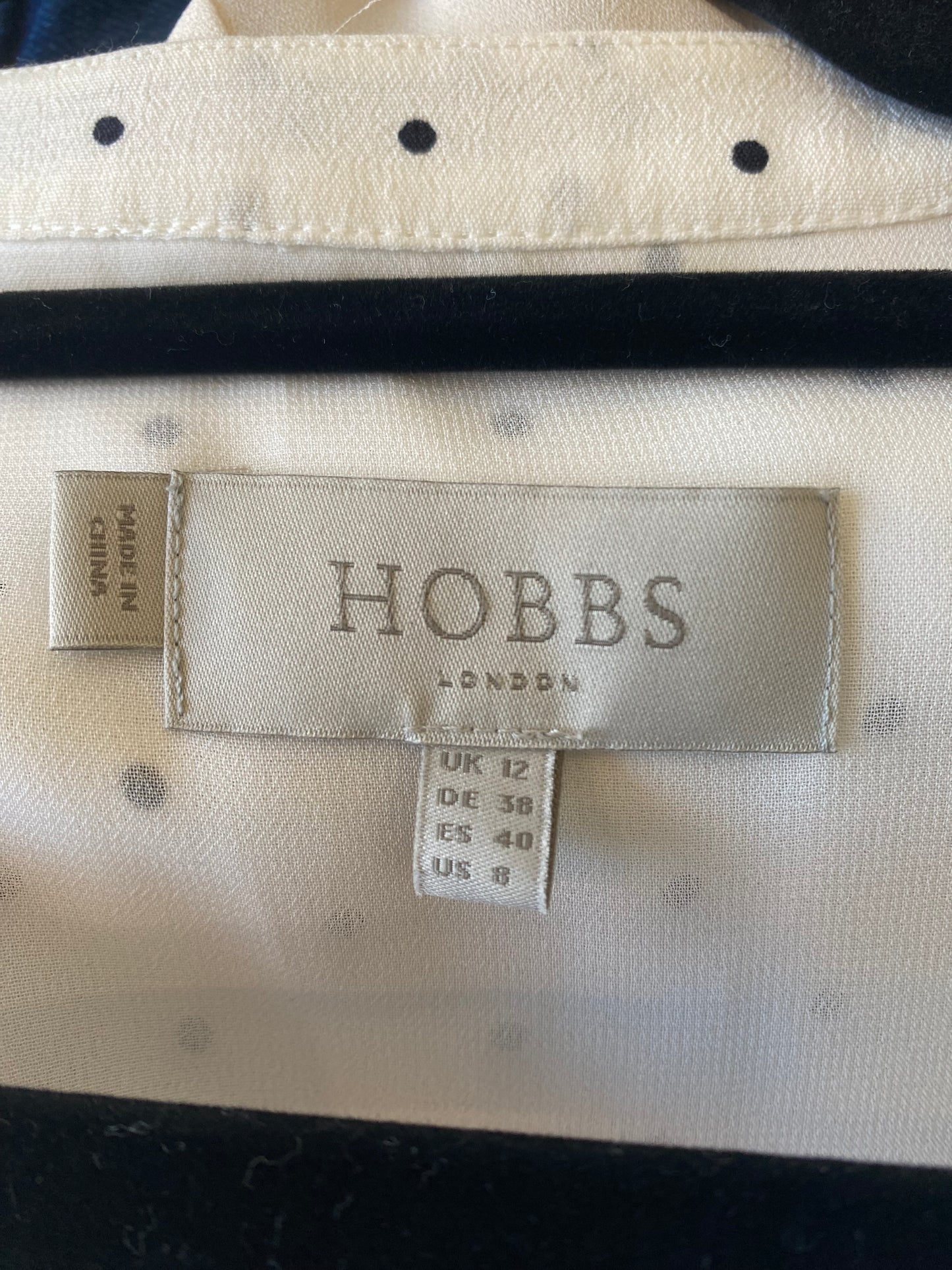 Hobbs Jumpsuit Cream and Black Polka Dot Size 12