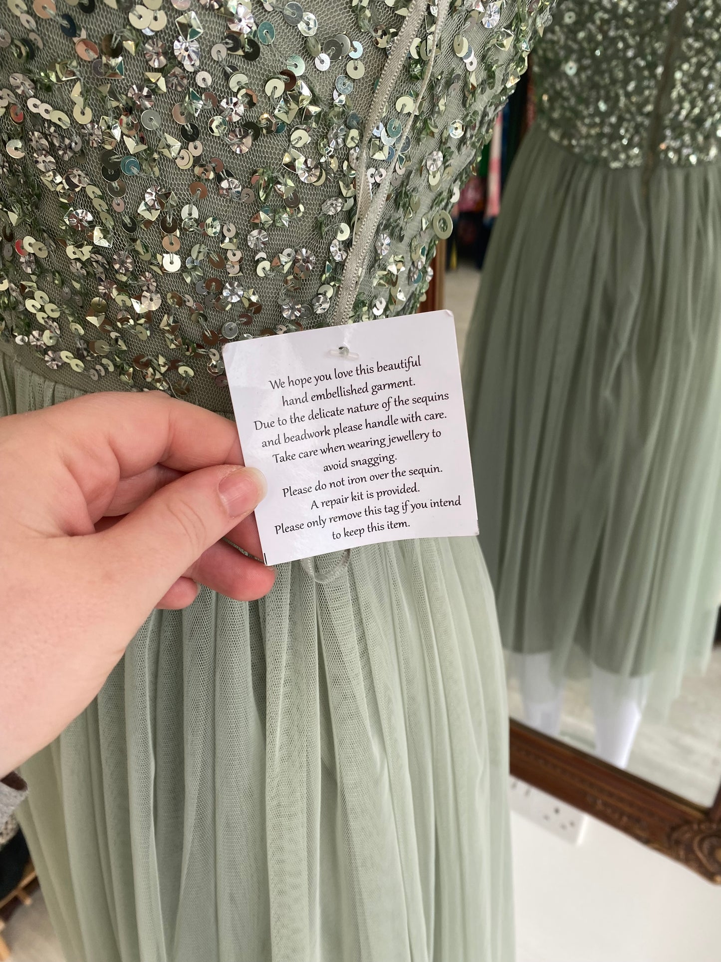 Maya Deluxe Sea Foam Green Dress Size 6-8