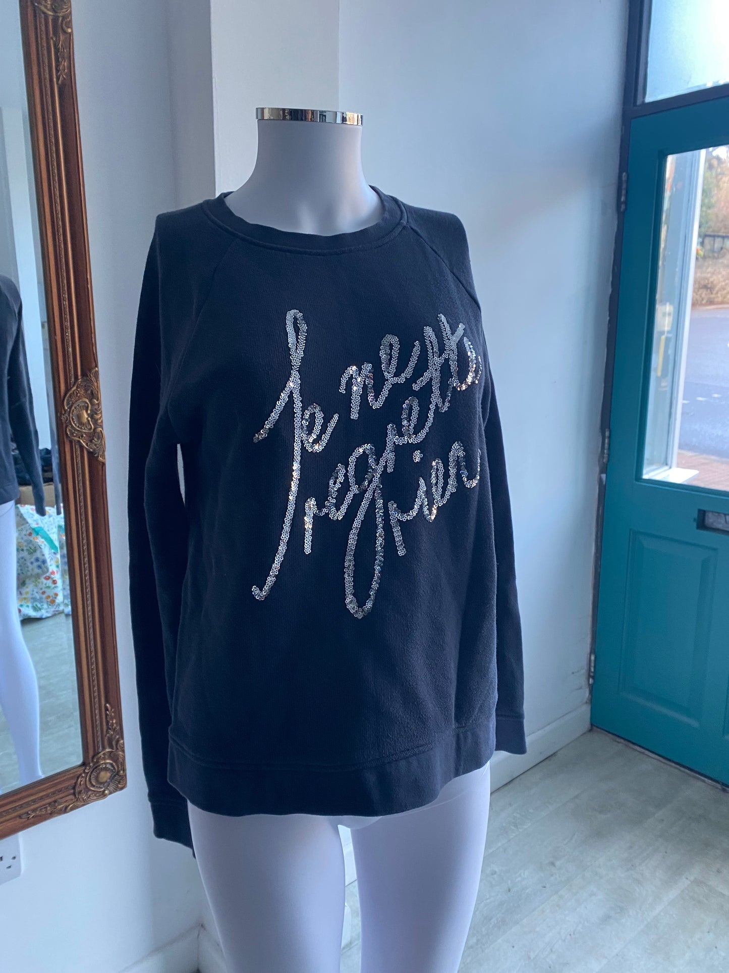 Whistles Navy Slogan Sweater Size 8