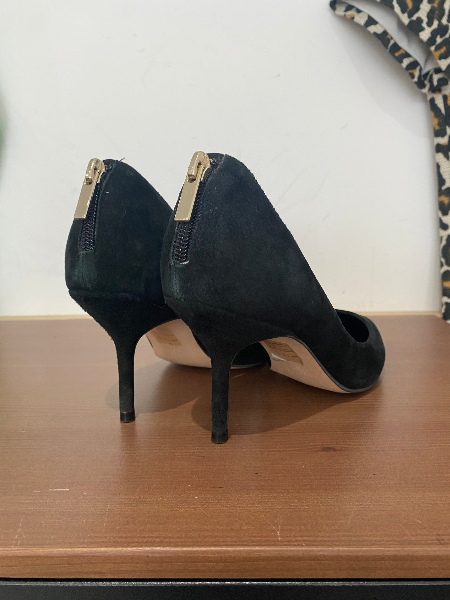 Moda in Pelle black suede heels with zips size 4