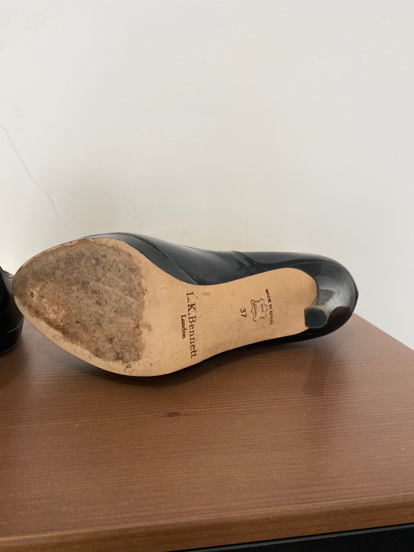 LK Bennett Black Patent Court Shoes Size 4