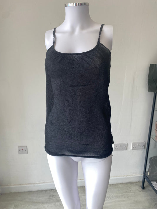 DKNY Jeans Black Sheer Top Size 8