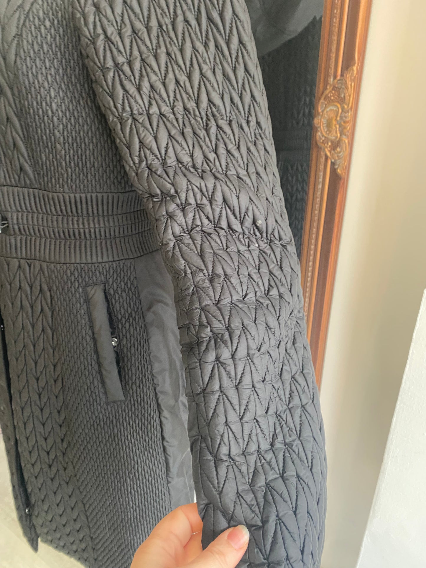 Karen Millen Black Plisse Coat Size 10