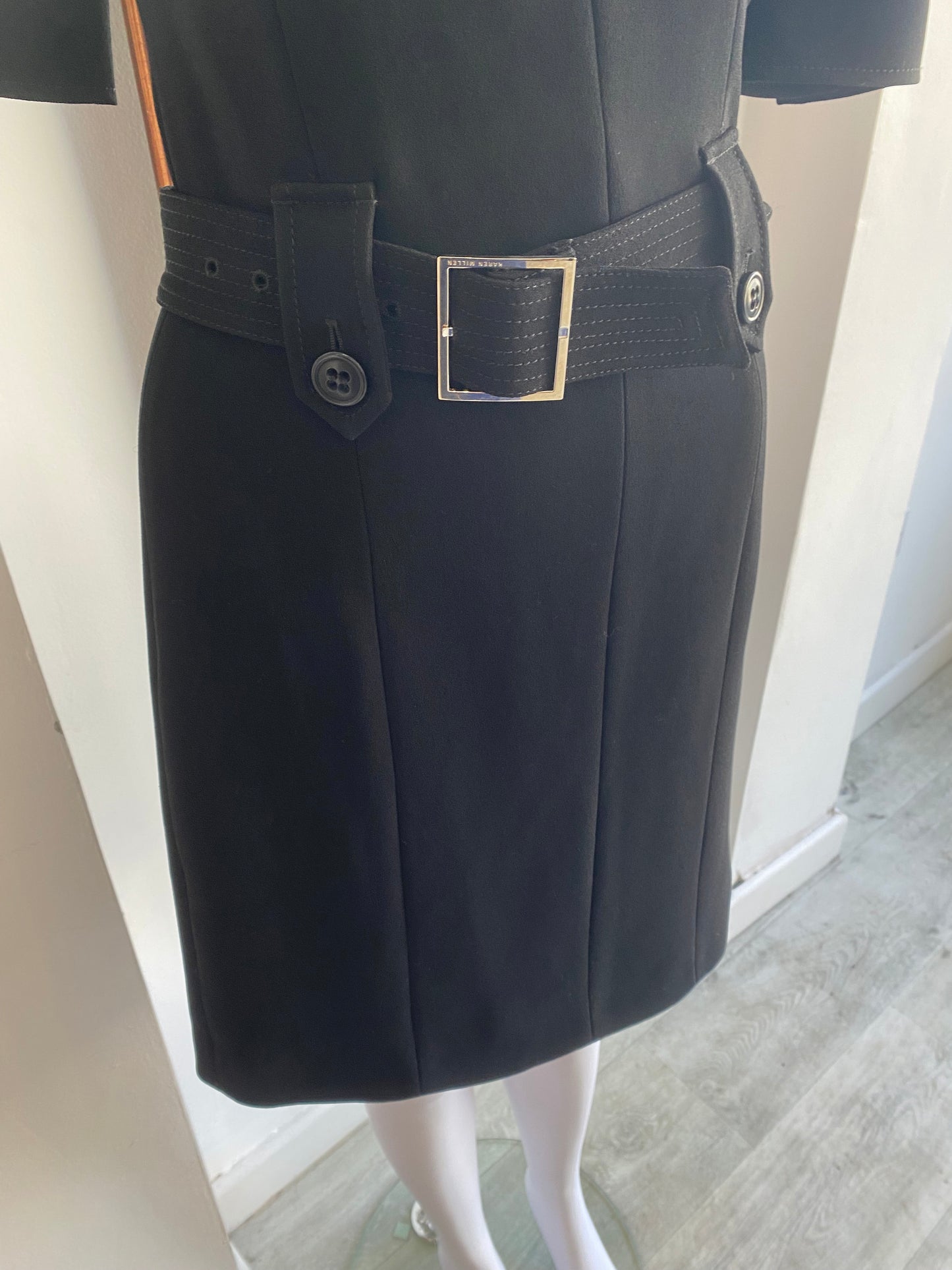 Karen Millen black button detail dress size 8