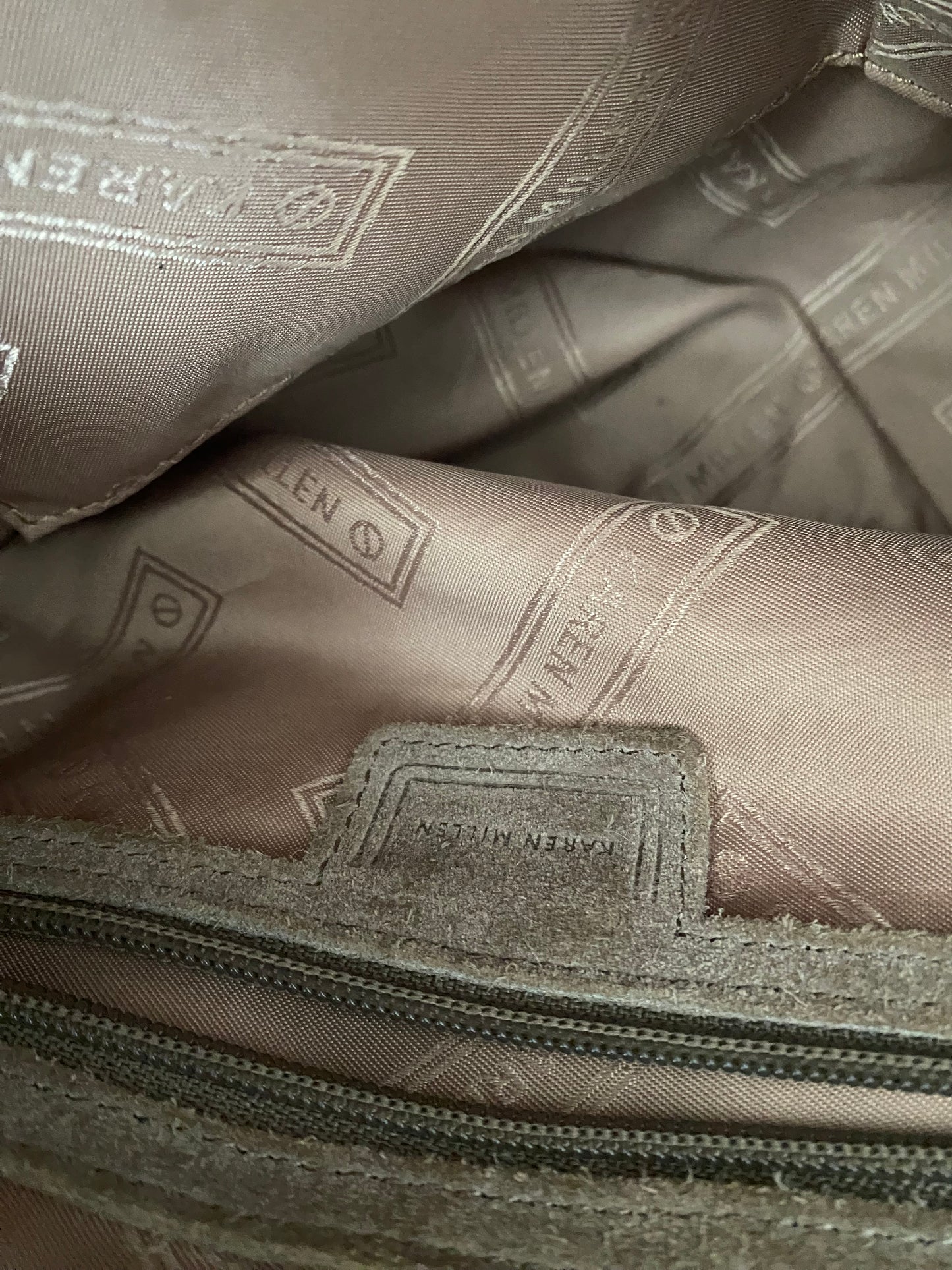 Karen Millen beige suede studded handbag