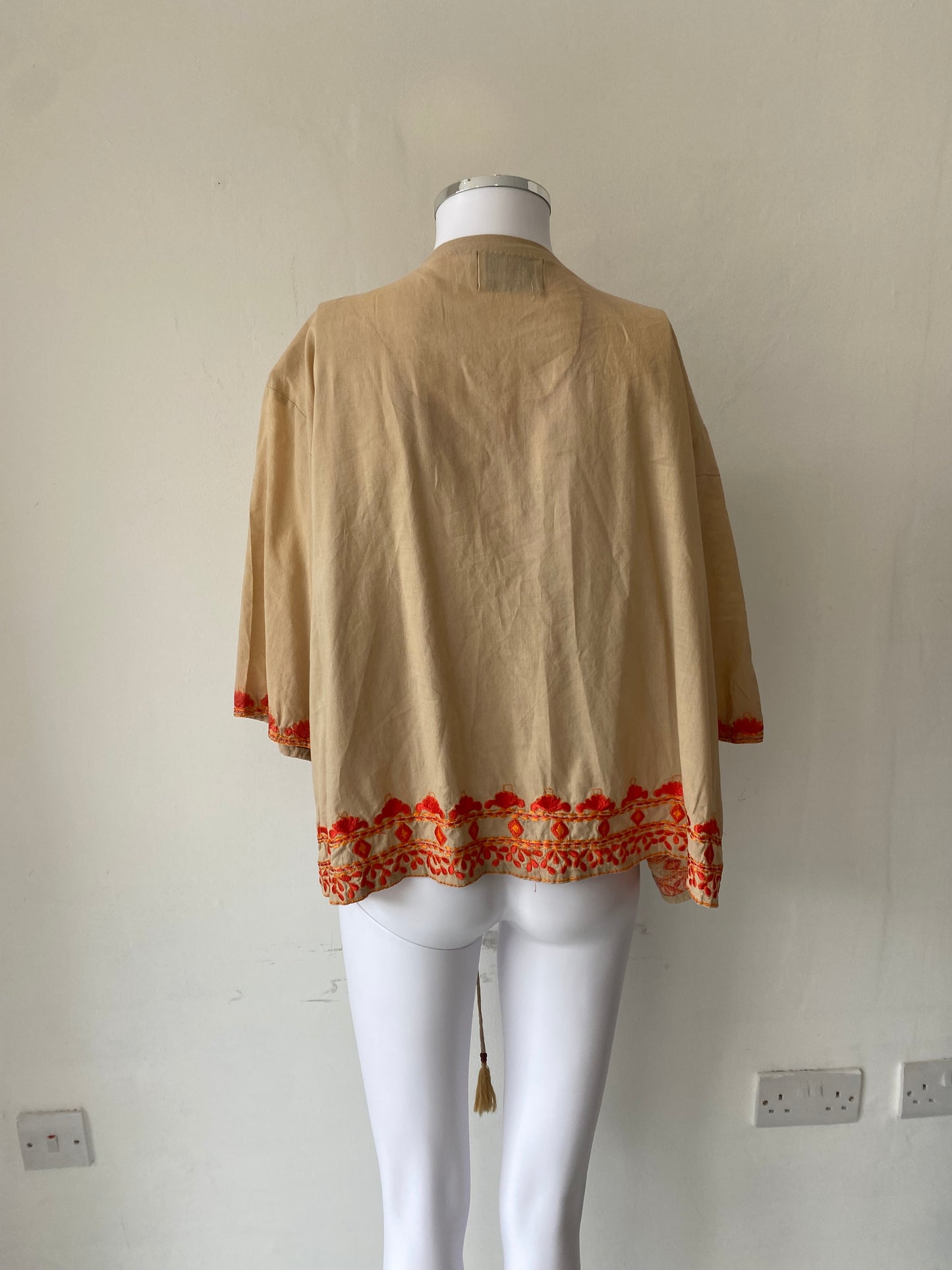 One Hundred Stars Beige and Coral Embroidered Jacket