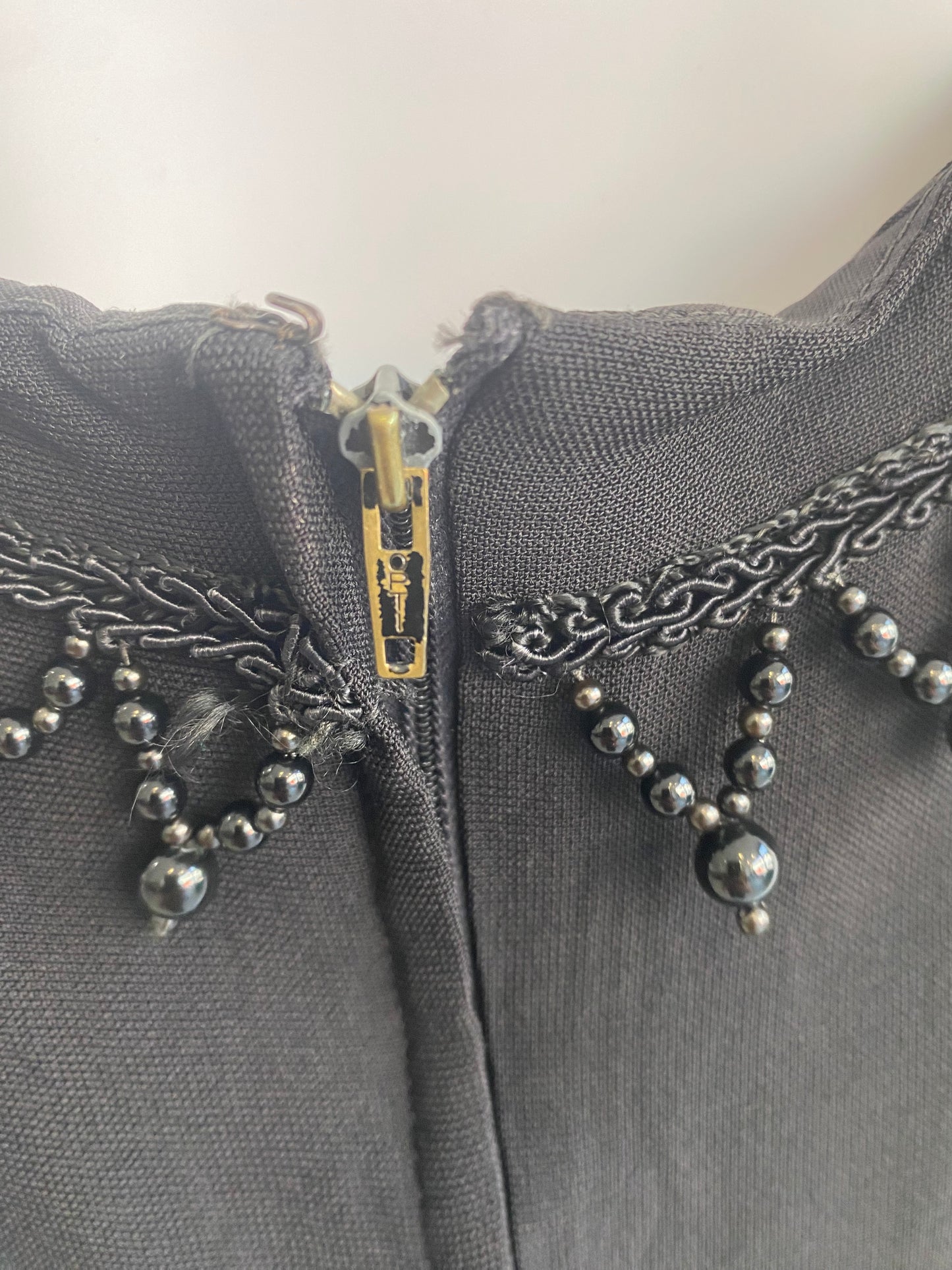 Bernard Freres Black Beaded Dress Size 16
