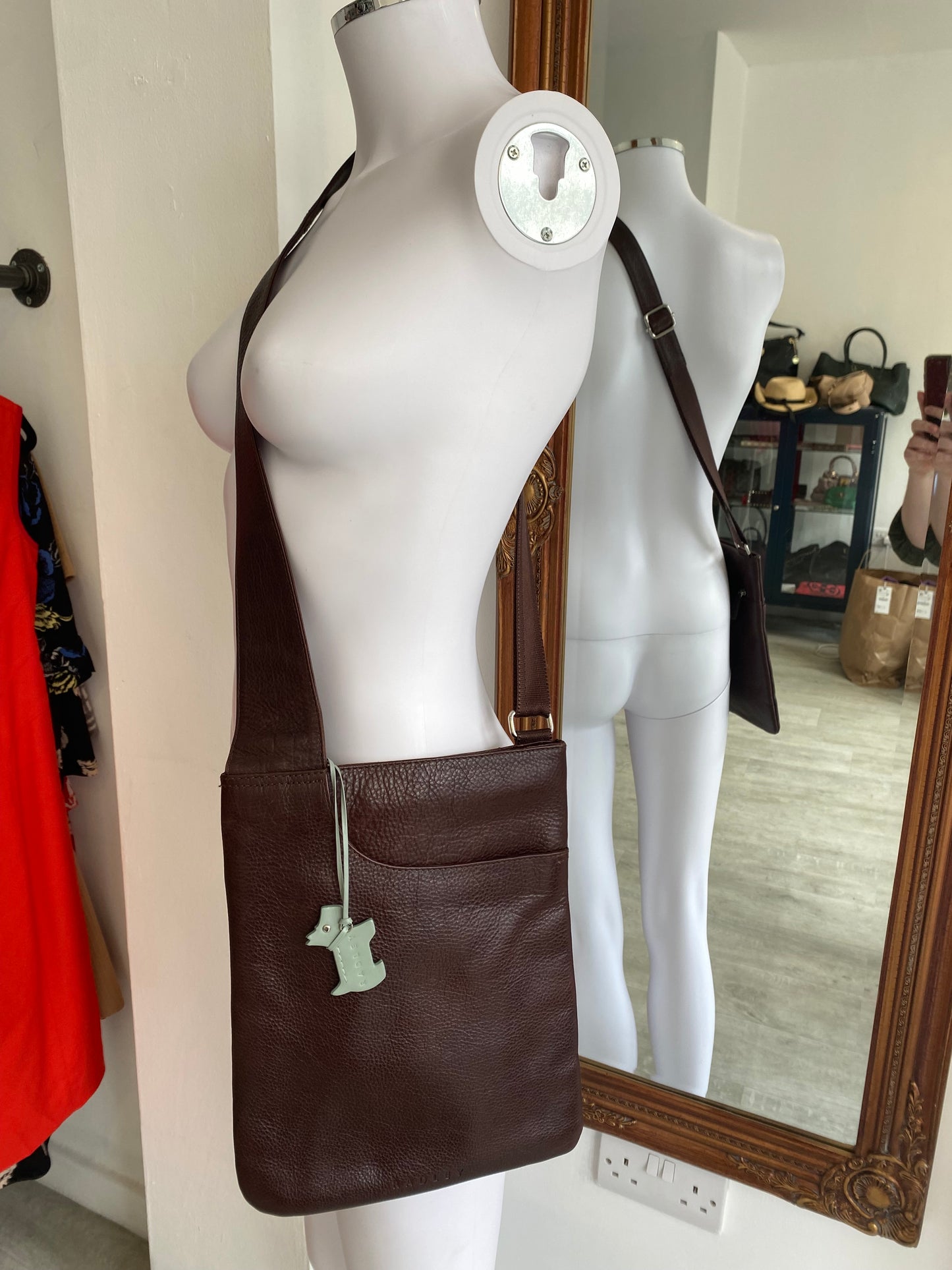 Radley Burgundy Leather Cross Body Handbag