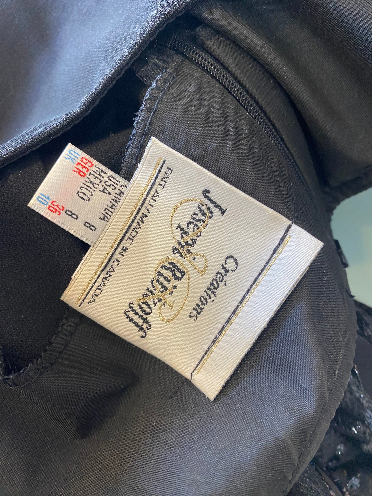 Joseph Ribkoff Black Dress with Asymmetric Mesh Panel Size 10