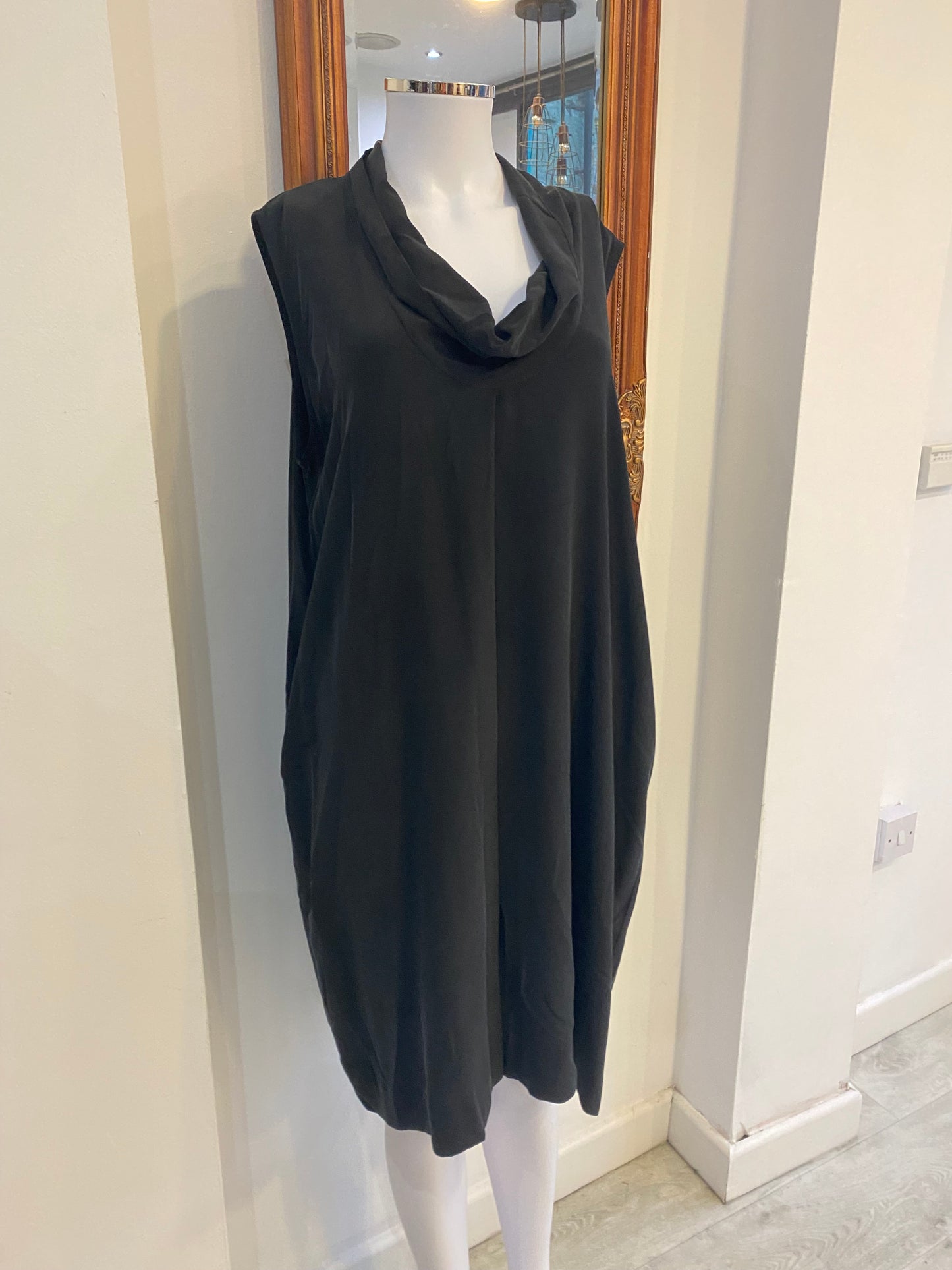 COS Black Cowl Neck Silk Dress Size 14-16