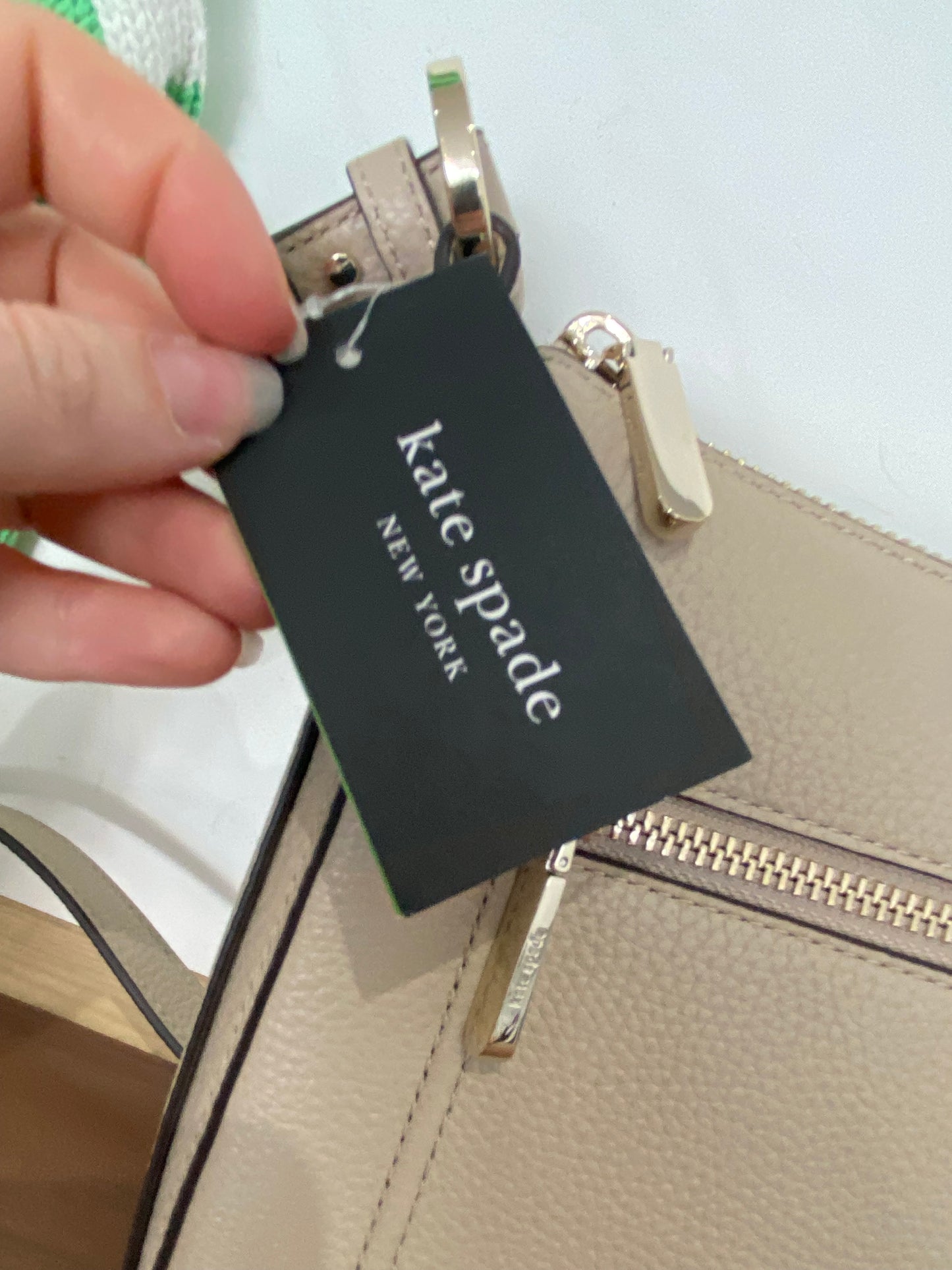 Kate Spade Hudson pebbled leather handbag cream