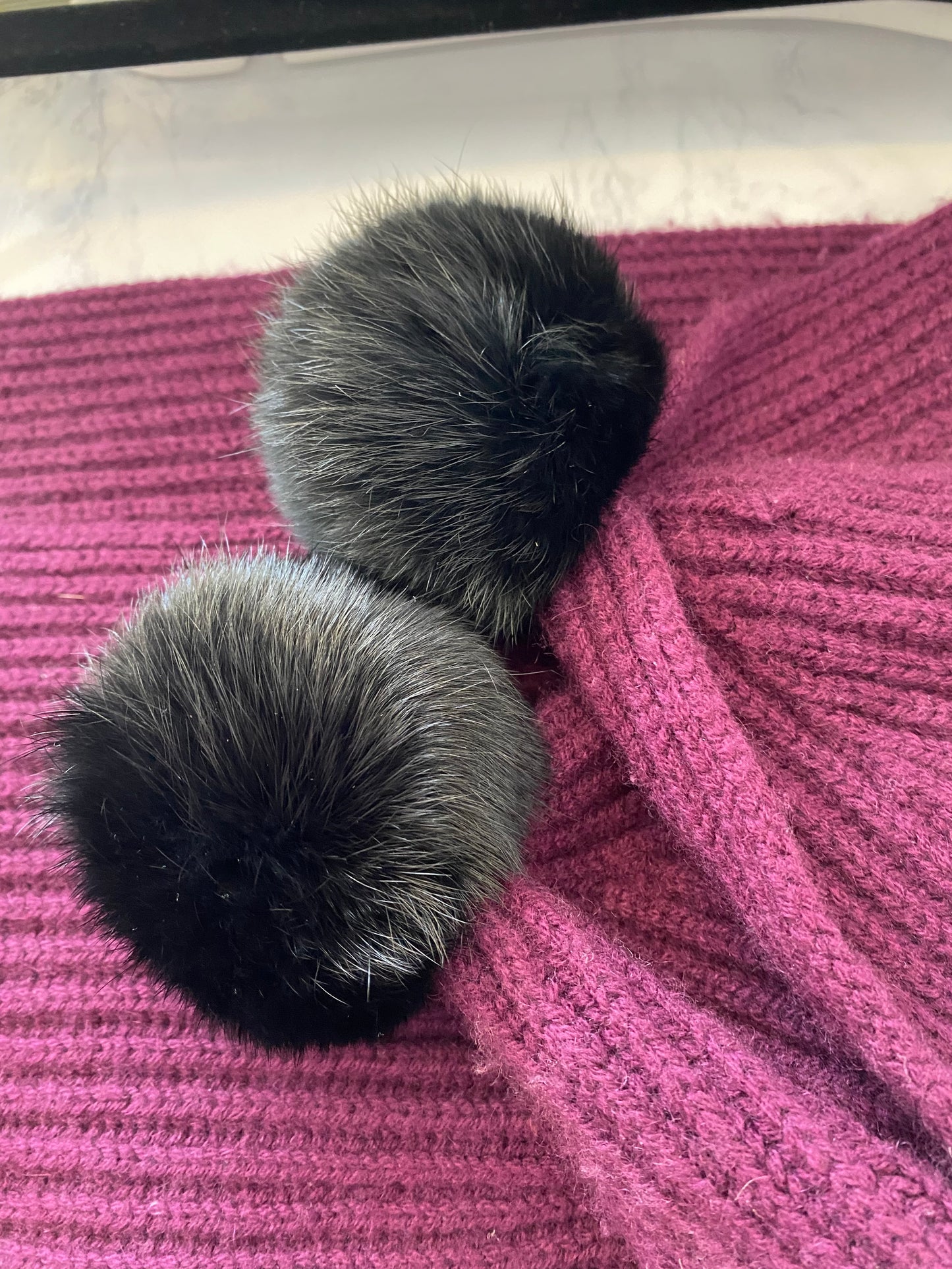 LK Bennett Wool and Cashmere Purple Bobble Scarf