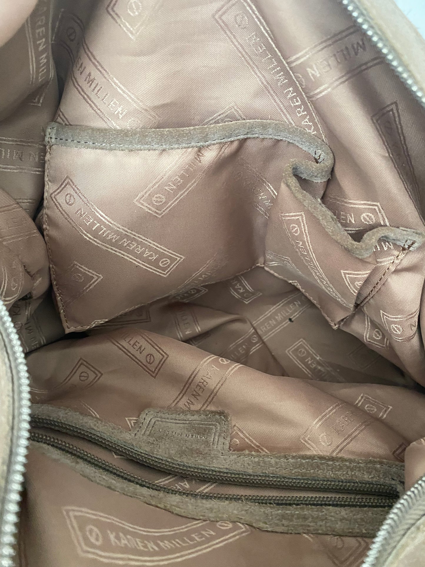 Karen Millen beige suede studded handbag