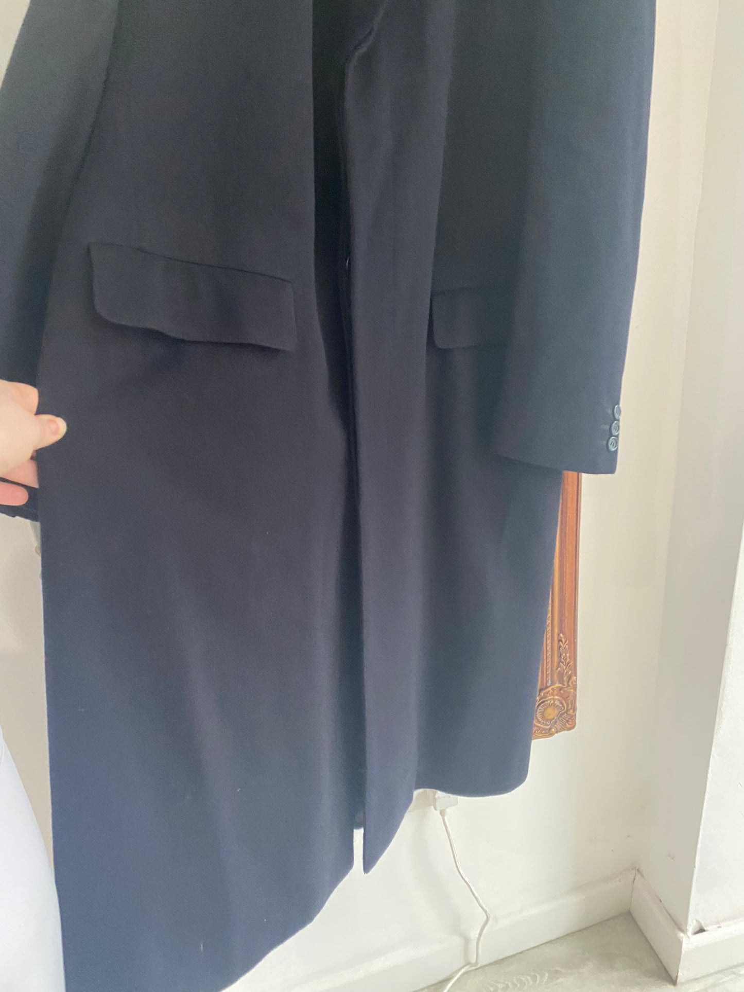Burberry 100% Cashmere Coat Midnight Blue Size XL