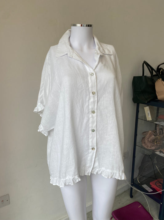 EB & Ive White Linen Shirt One Size