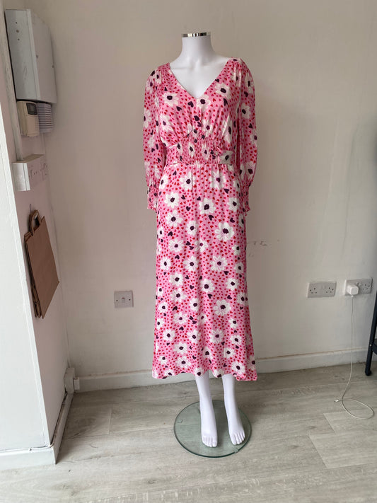 Monsoon Pink Printed Maxi Dress Size 12 With Tags