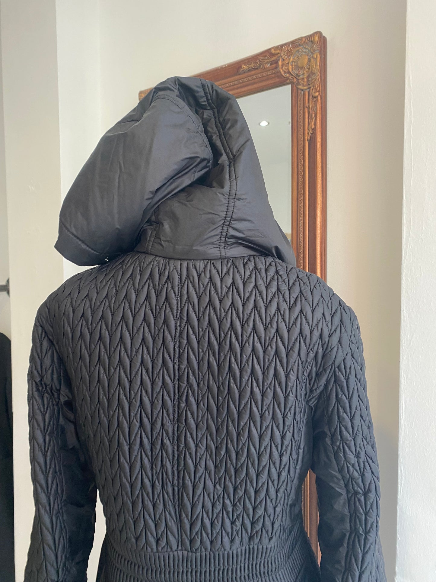 Karen Millen Black Plisse Coat Size 10