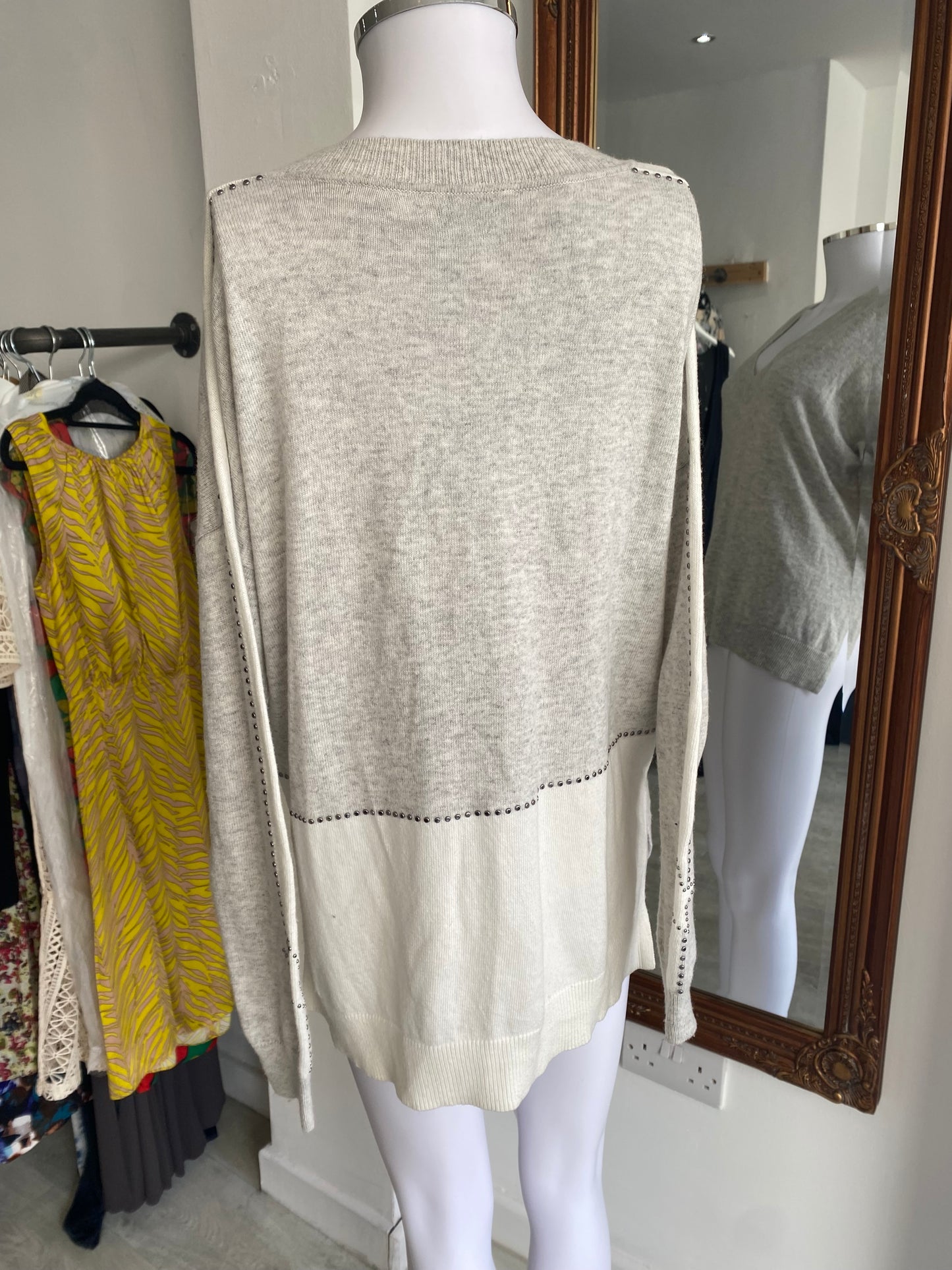 Mint Velvet oatmeal beaded jumper size 8-10