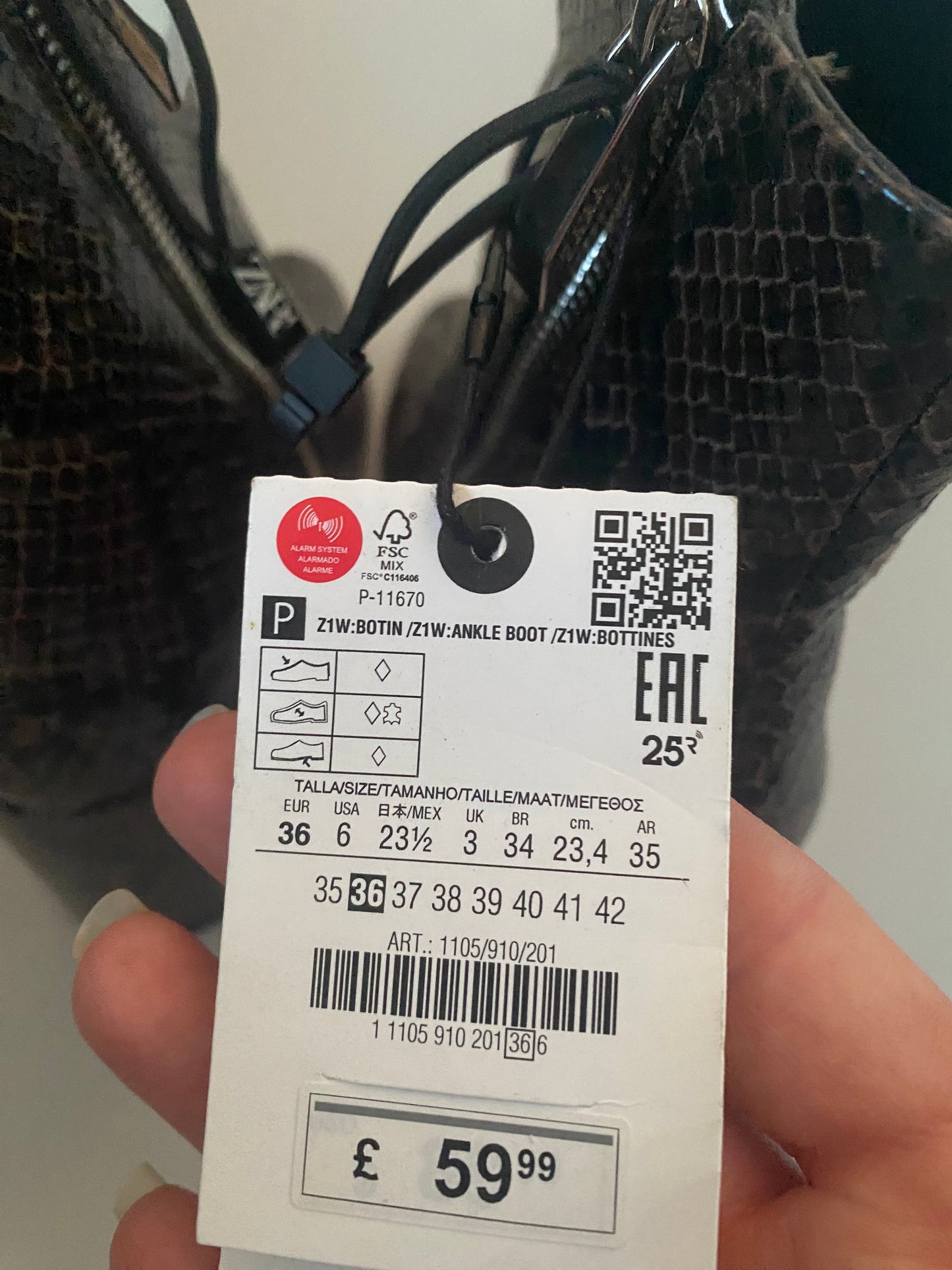 Zara snake ankle boots new size 3