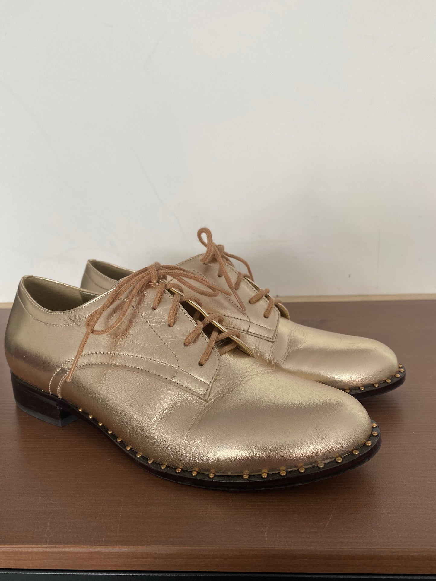 Dune Gold Brogue Shoes Size 3