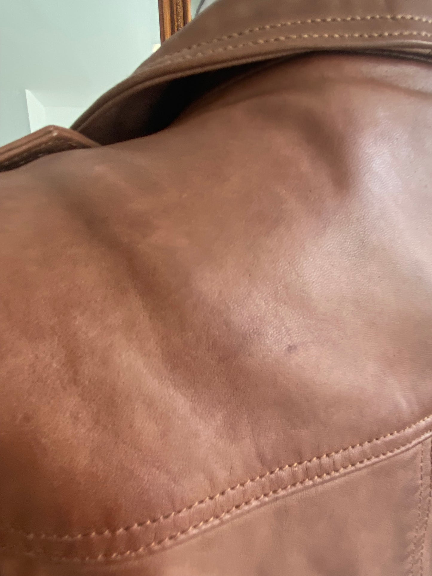 Mint Velvet Brown Leather Biker Jacket Size 10