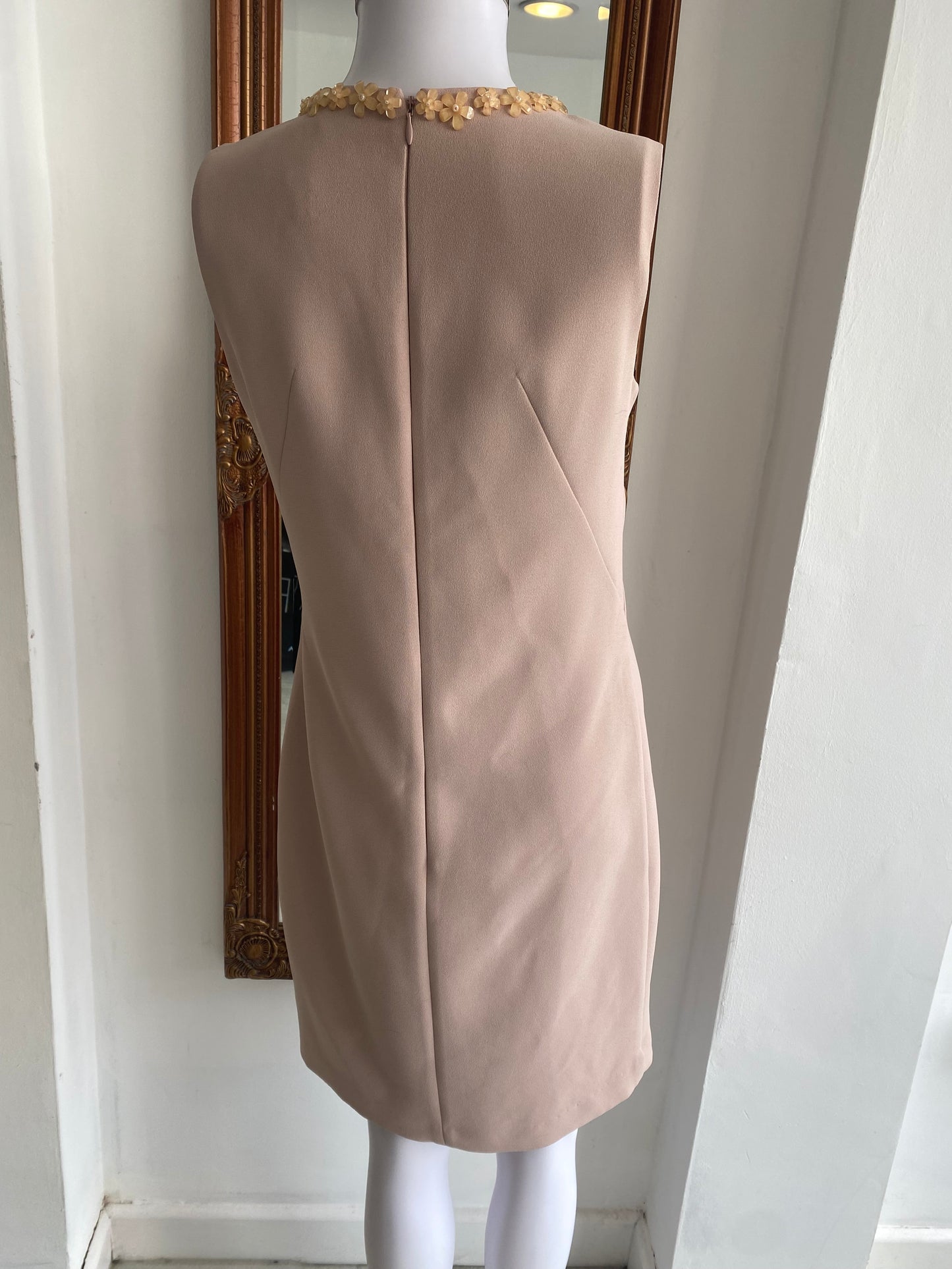 LK Bennett blush pink dress with floral beading size 8