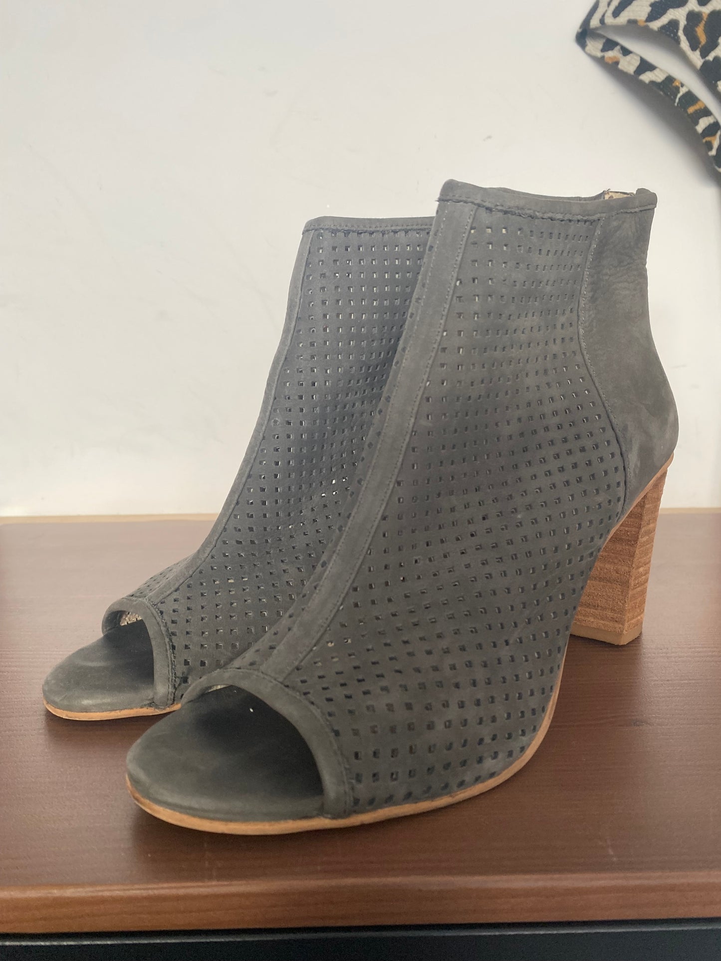 Mint Velvet Grey Laser Cut Boots Size 5