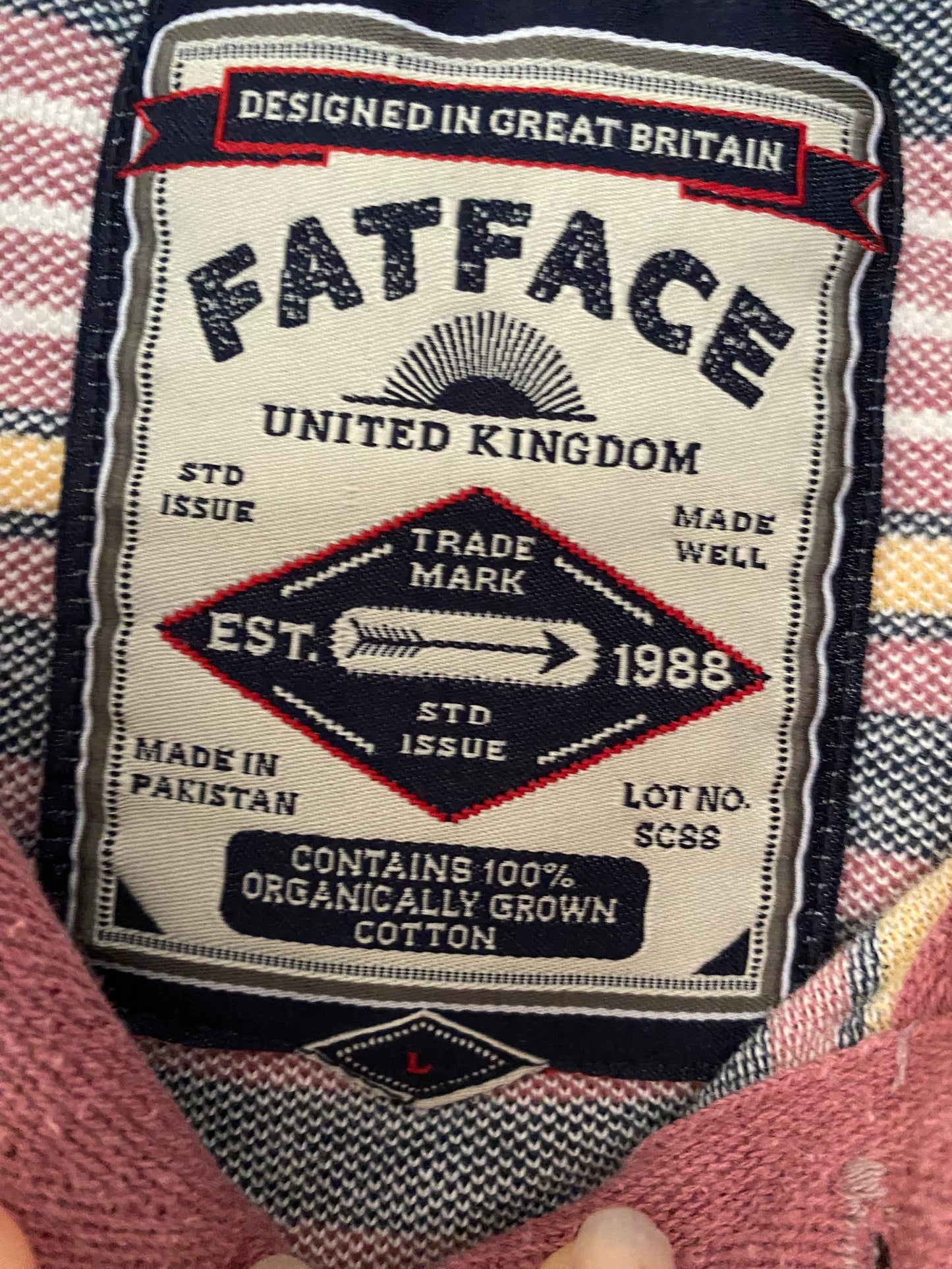 Fat Face Striped Polo Shirt Size Large