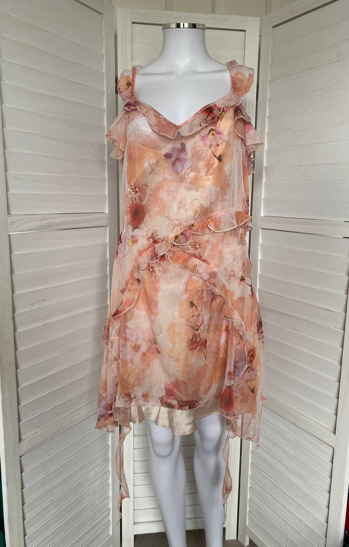 Anthropology floral print coral dress size 12