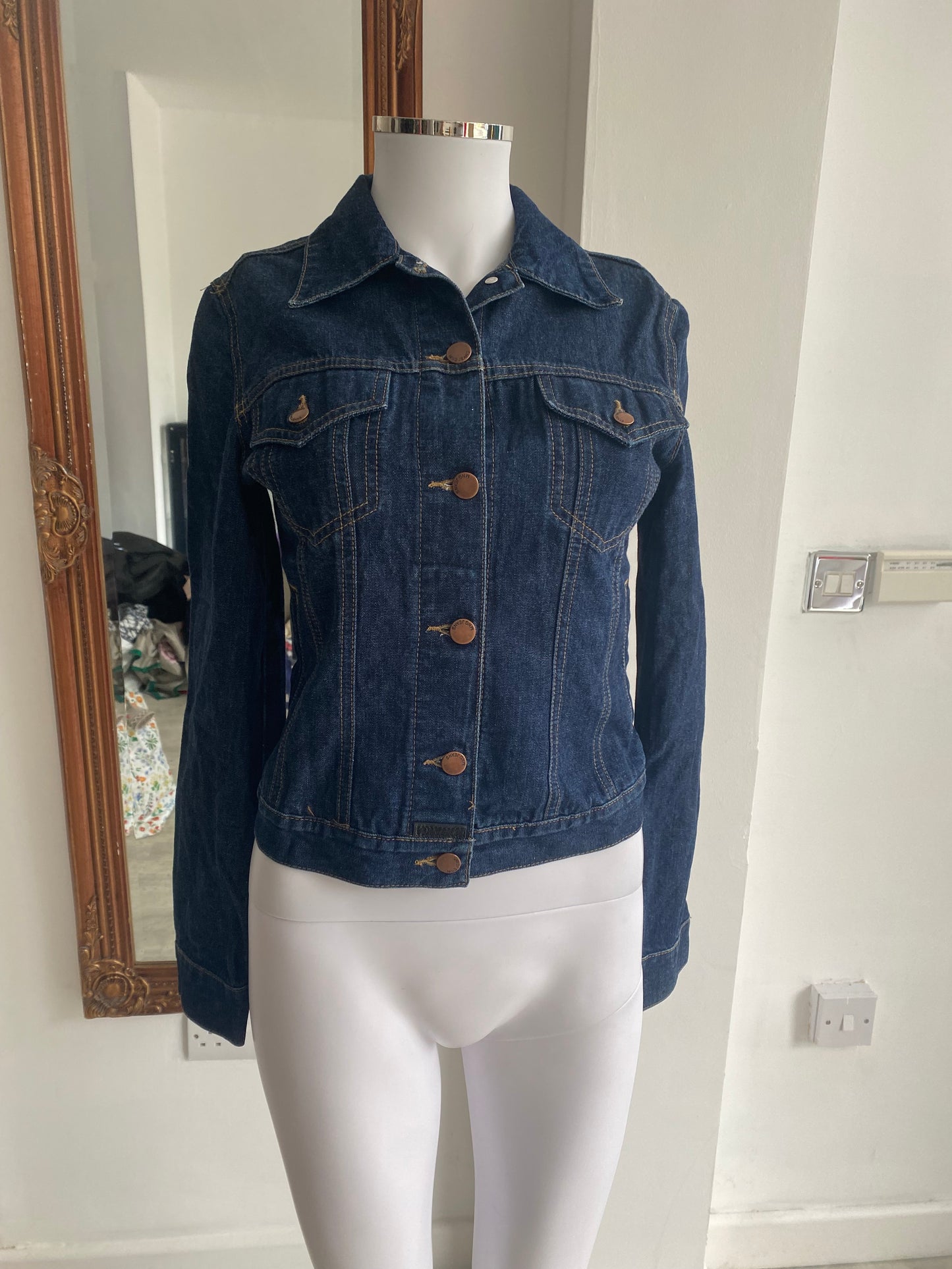 Mango Embellished Denim Jacket Size 6
