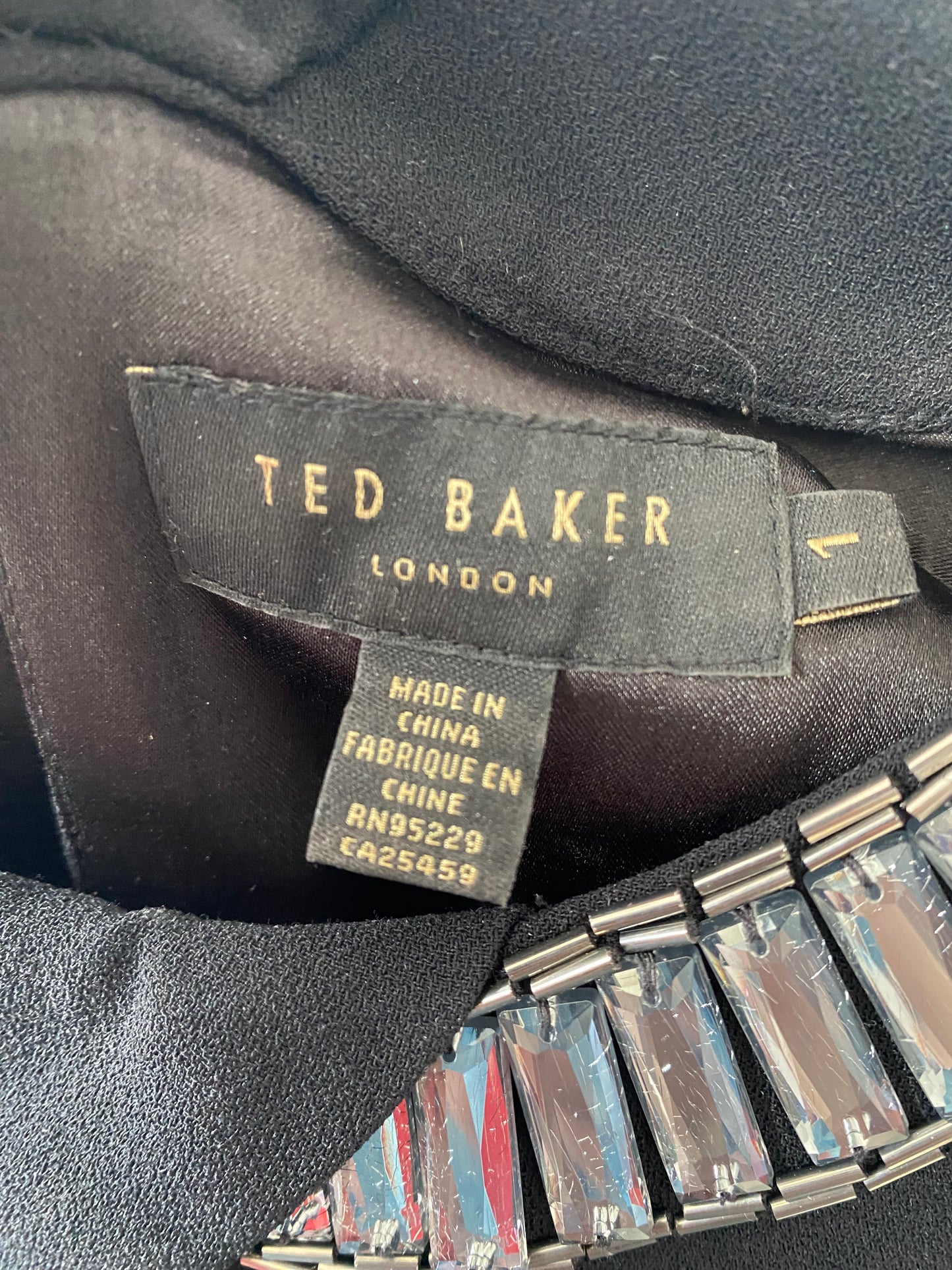 Ted Baker black embellished jumpsuit size 8