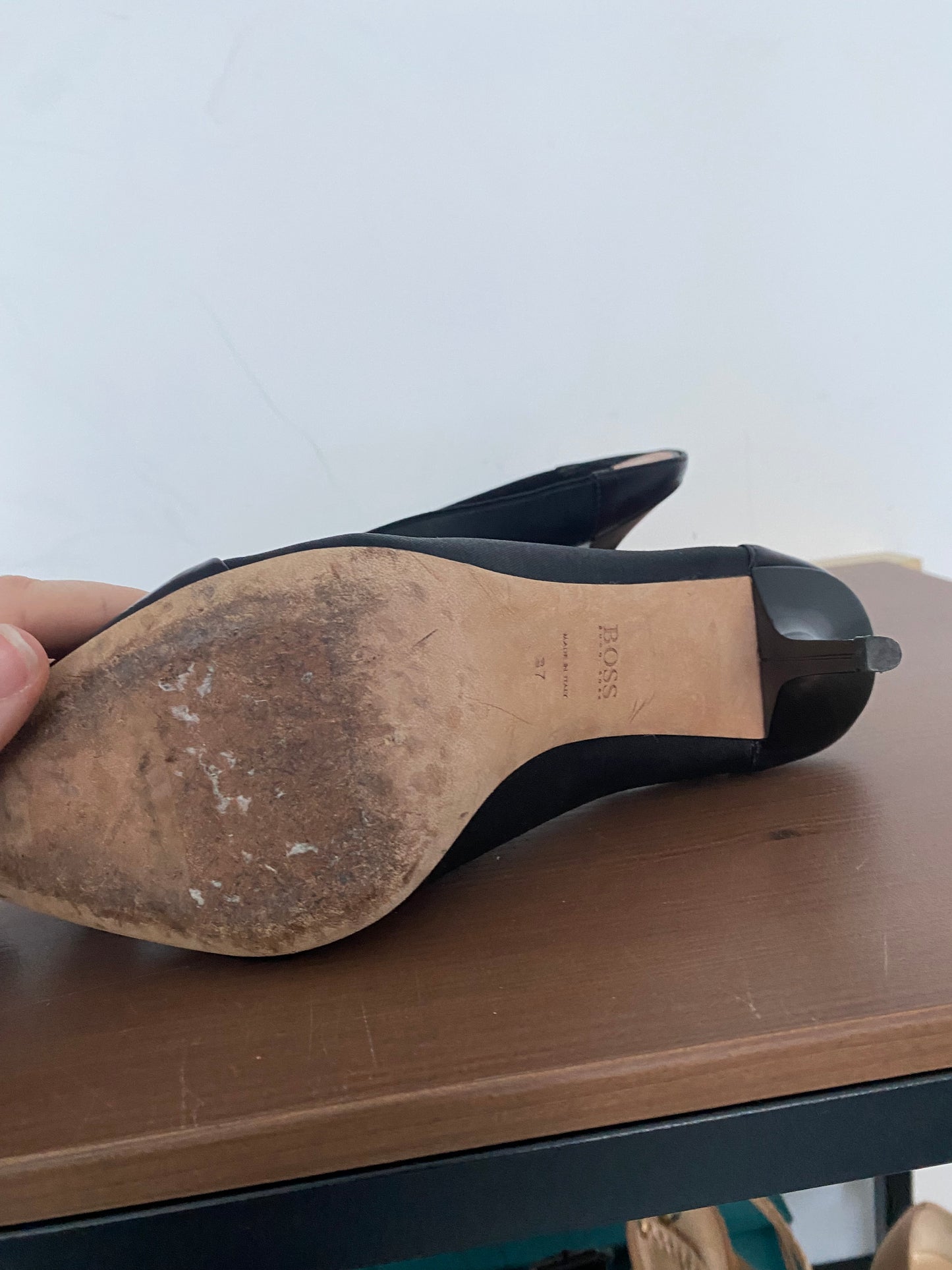 Hugo Boss Black Mule Heels Size 4