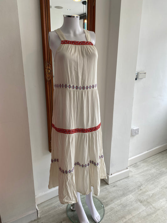Superdry Linen Tiered Border Dress Size 8