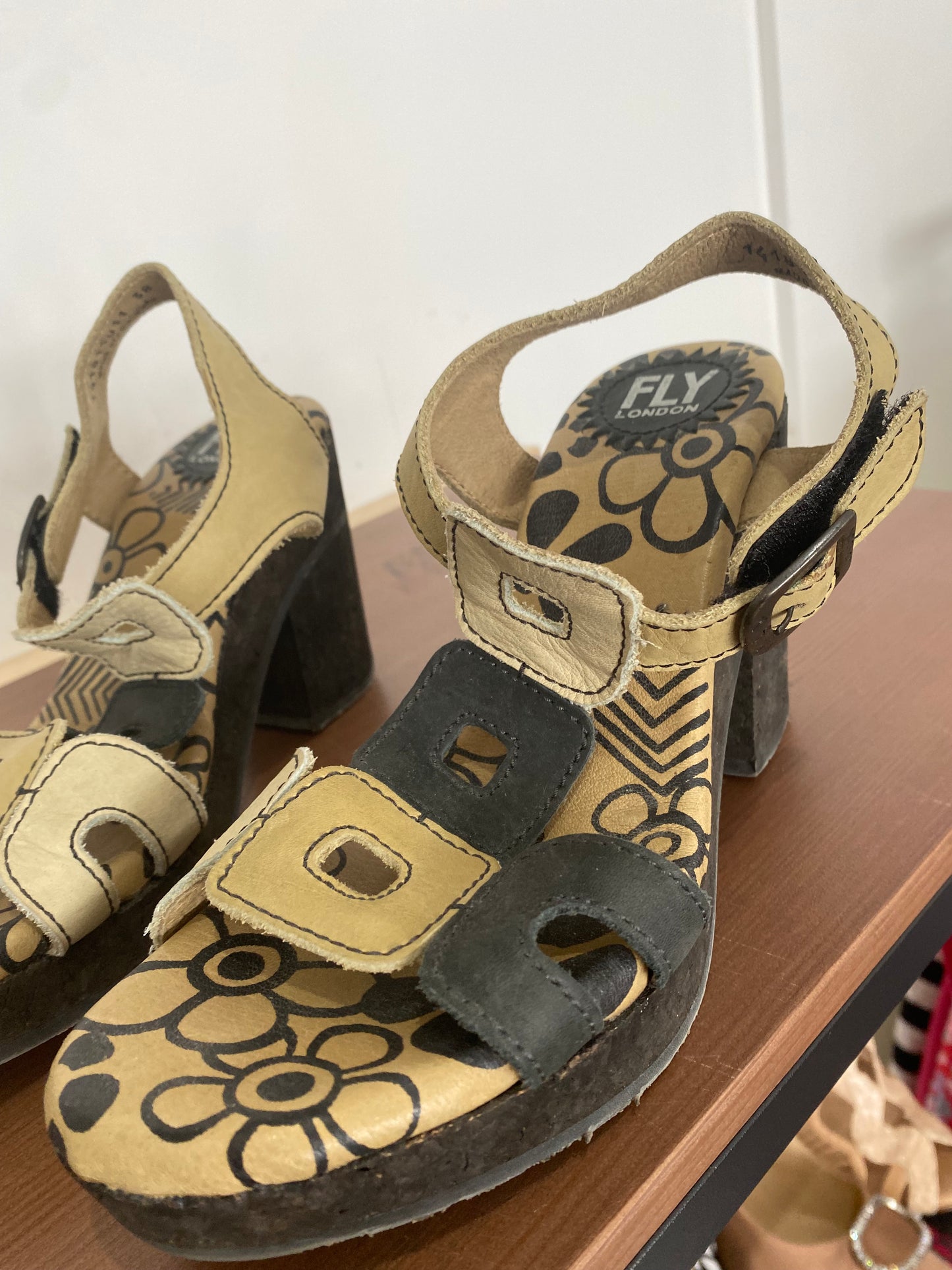 Fly London Leather Heeled Sandals Size 5