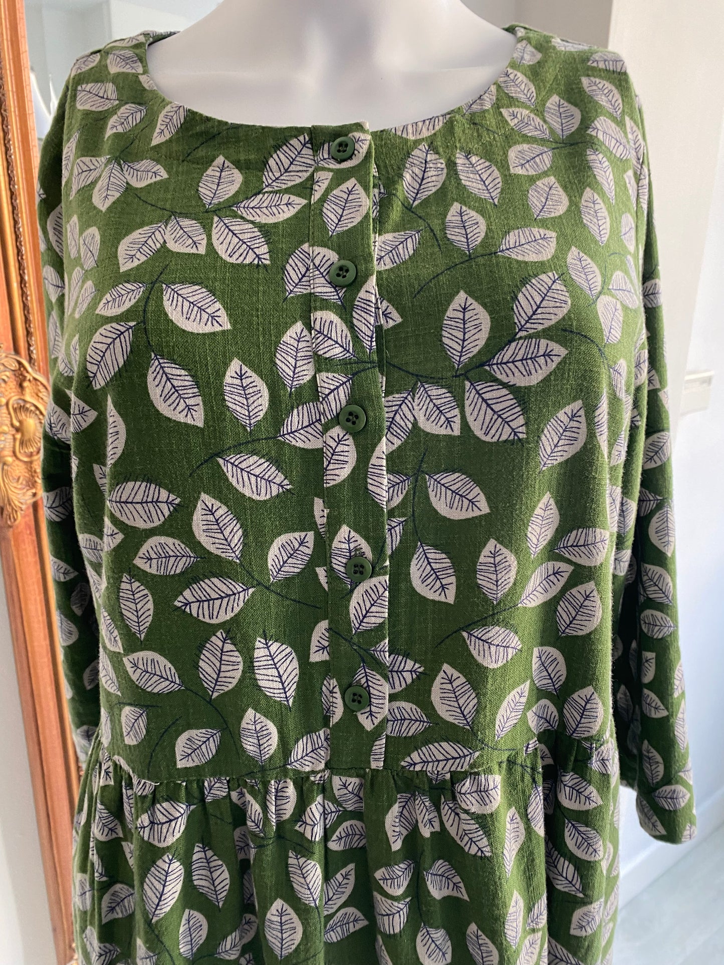Seasalt Green Leaf Print Dress Size 12