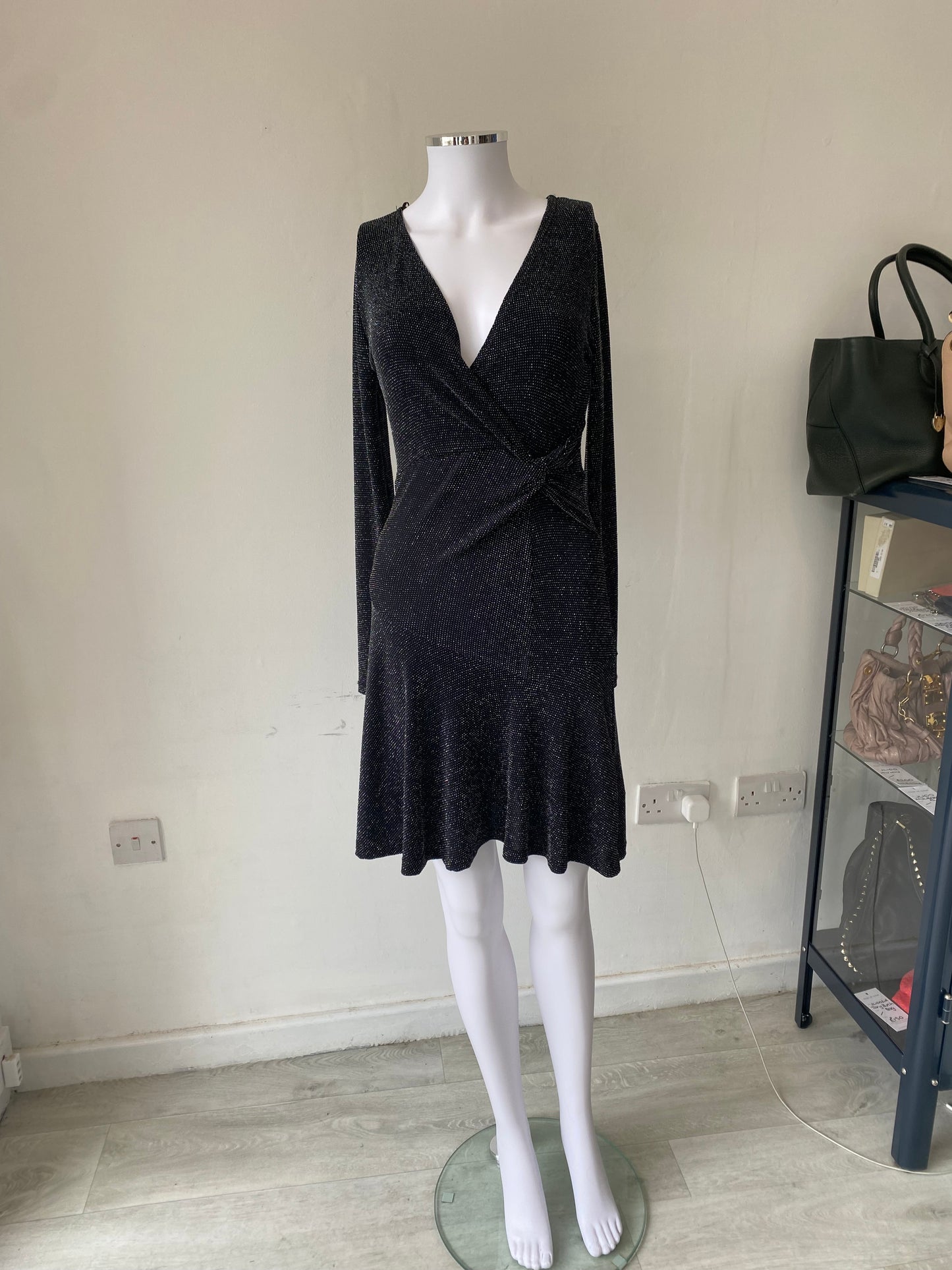 Lipsy Black Sparkle Dress Size 8