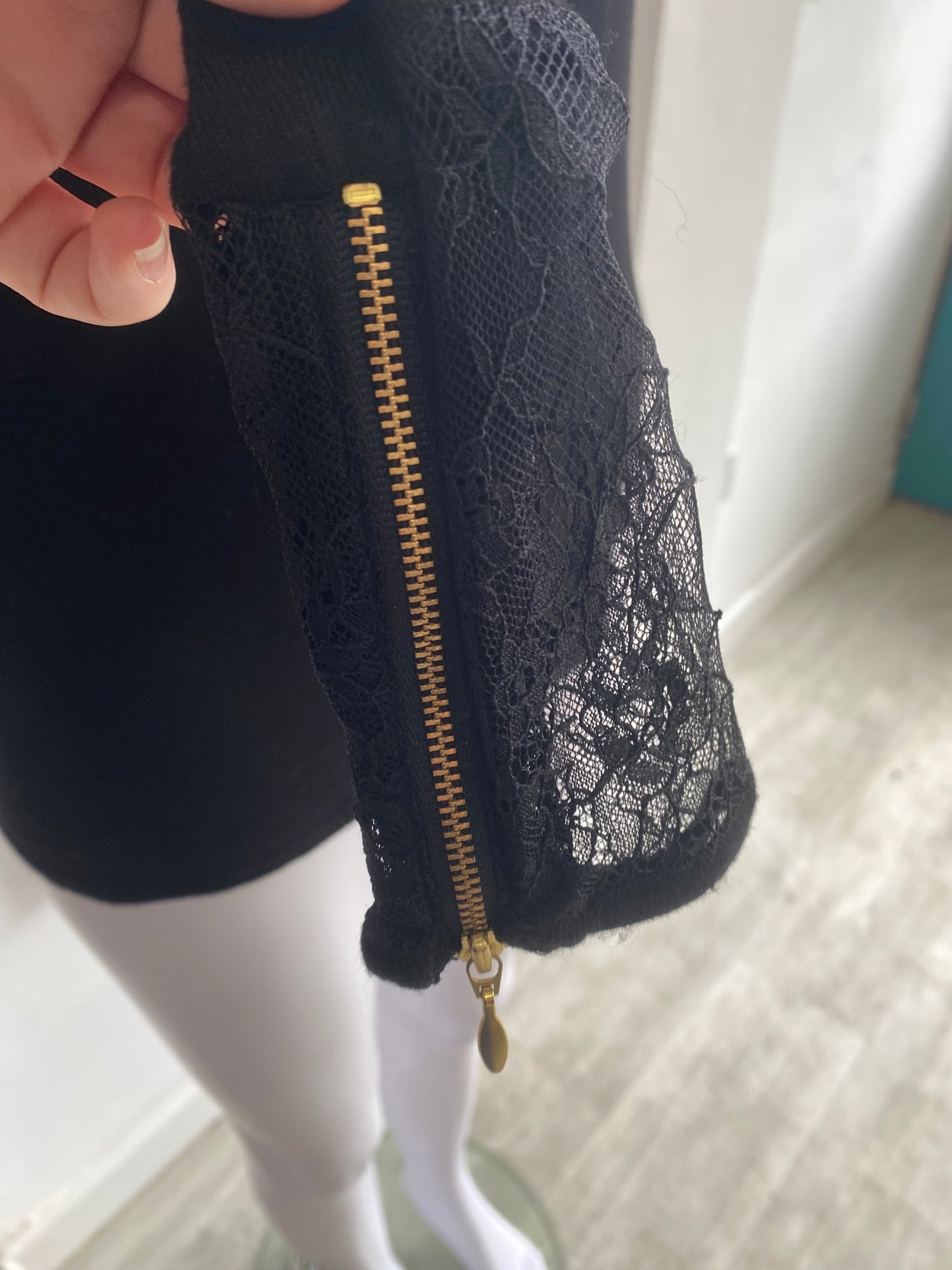 Coast lace detail navy top size 8