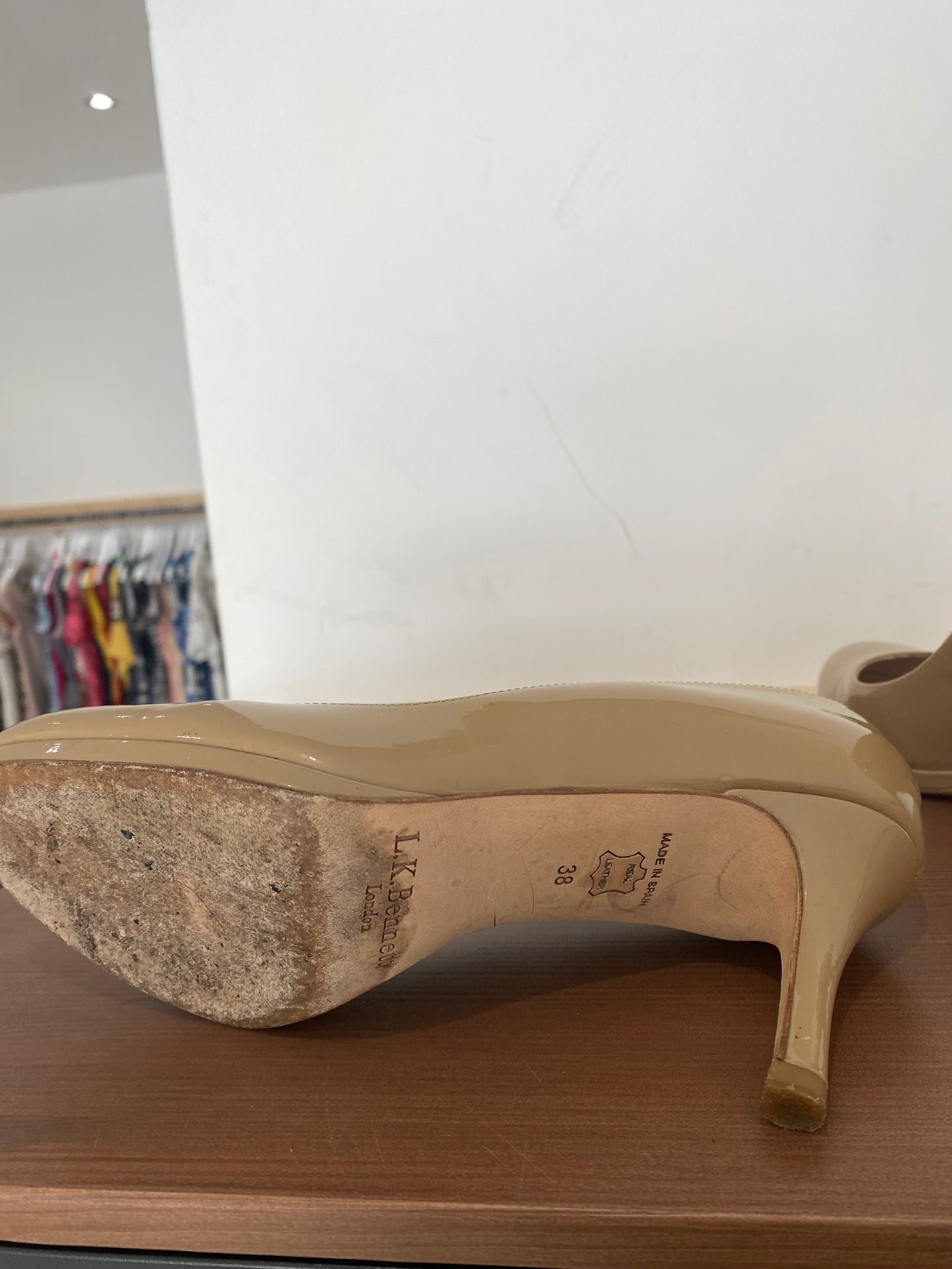 LK Bennett Beige Patent Court Shoes Size 5