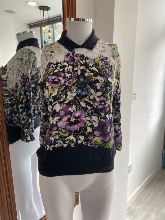 Ted Baker Floral Knit Top Size 8